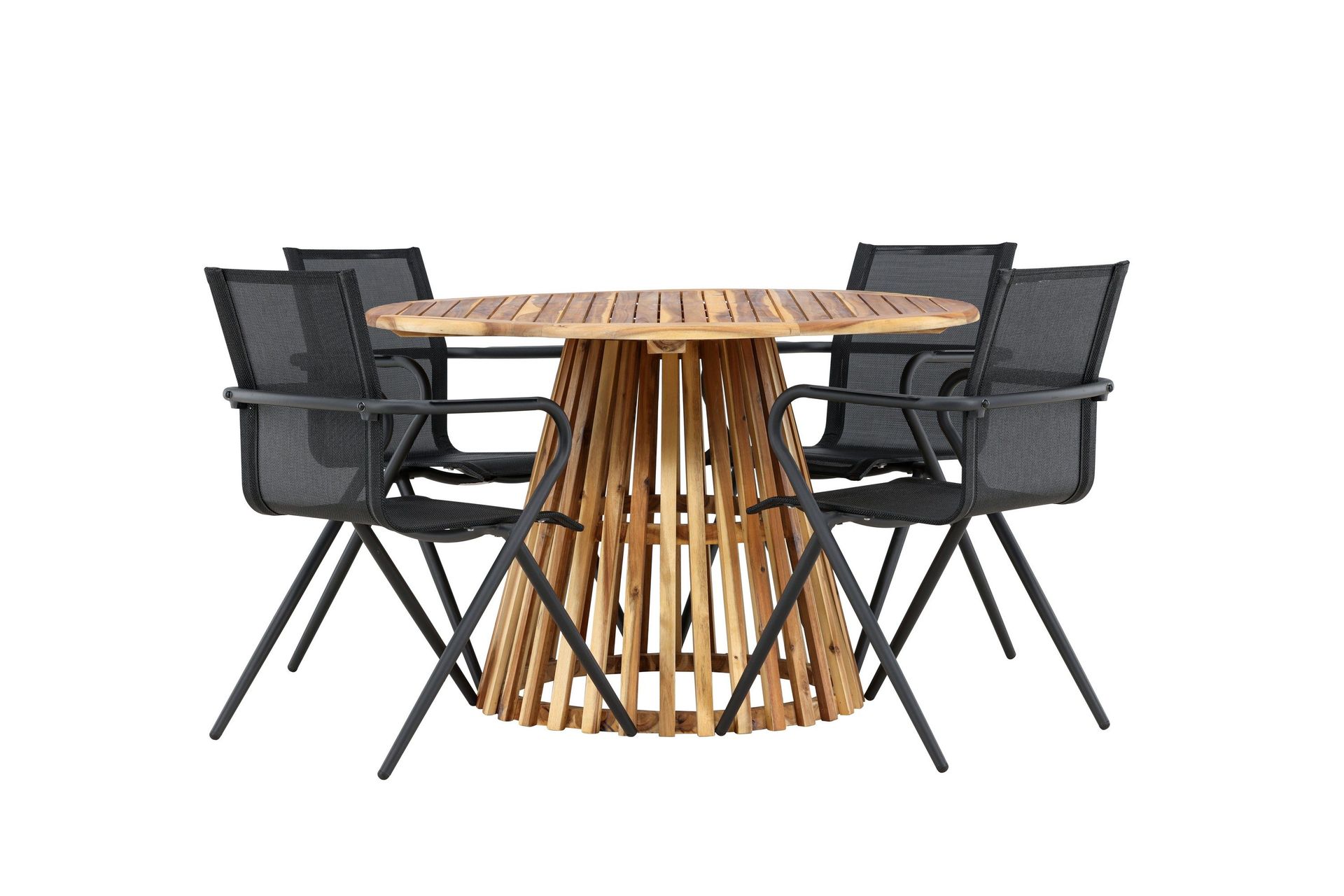 Lumpur Matgrupp Utomhus 110 cm Rund med 4 Alina Utestolar - Natur