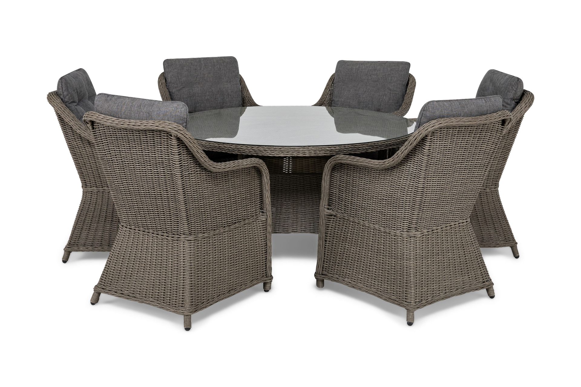 Marcus Matgrupp 140 Rund + 6 F&aring;t&ouml;ljer m Dyna - Gr&aring;