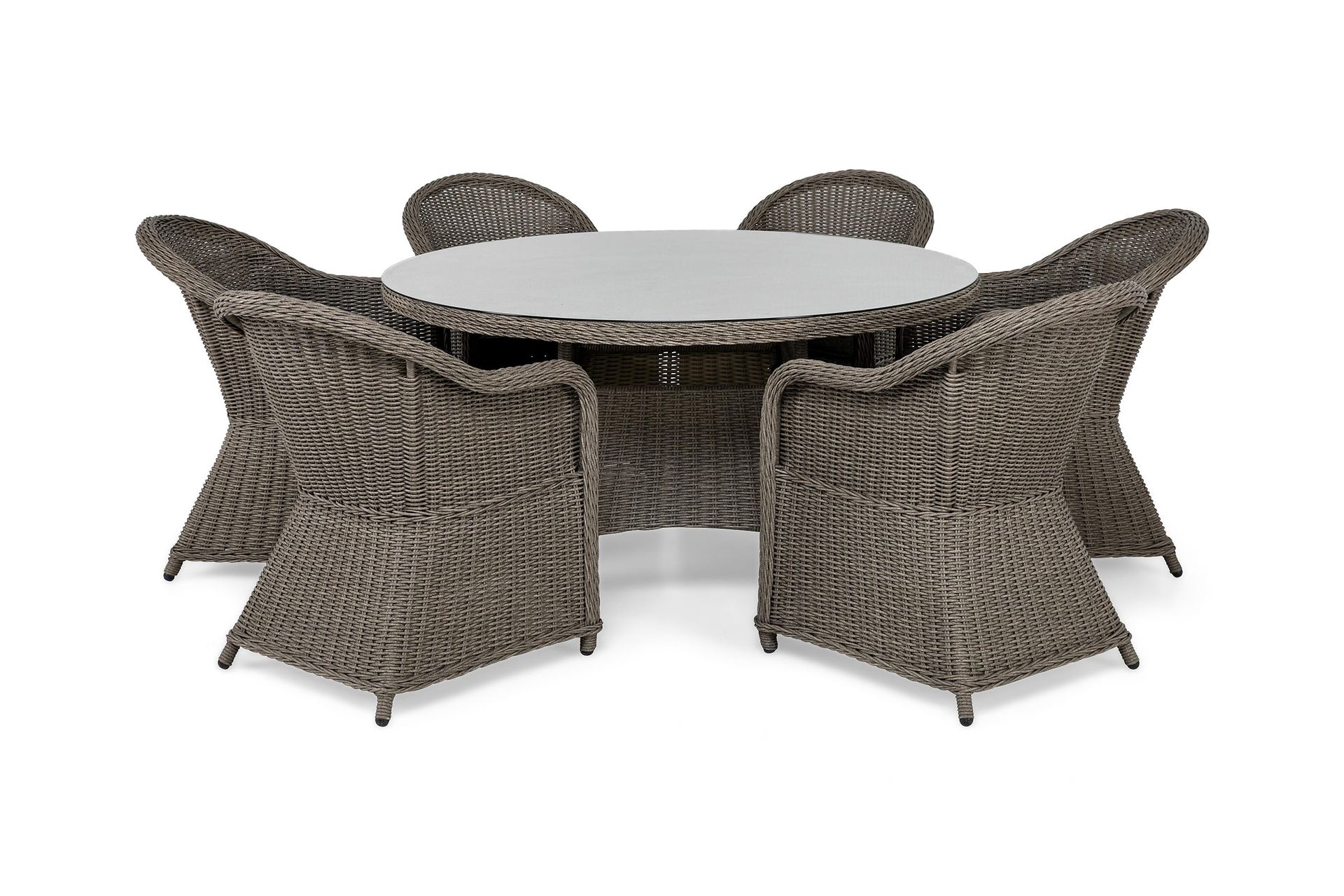 Marcus Matgrupp 140 Rund + 6 Light F&aring;t&ouml;ljer m Dyna - Gr&aring;