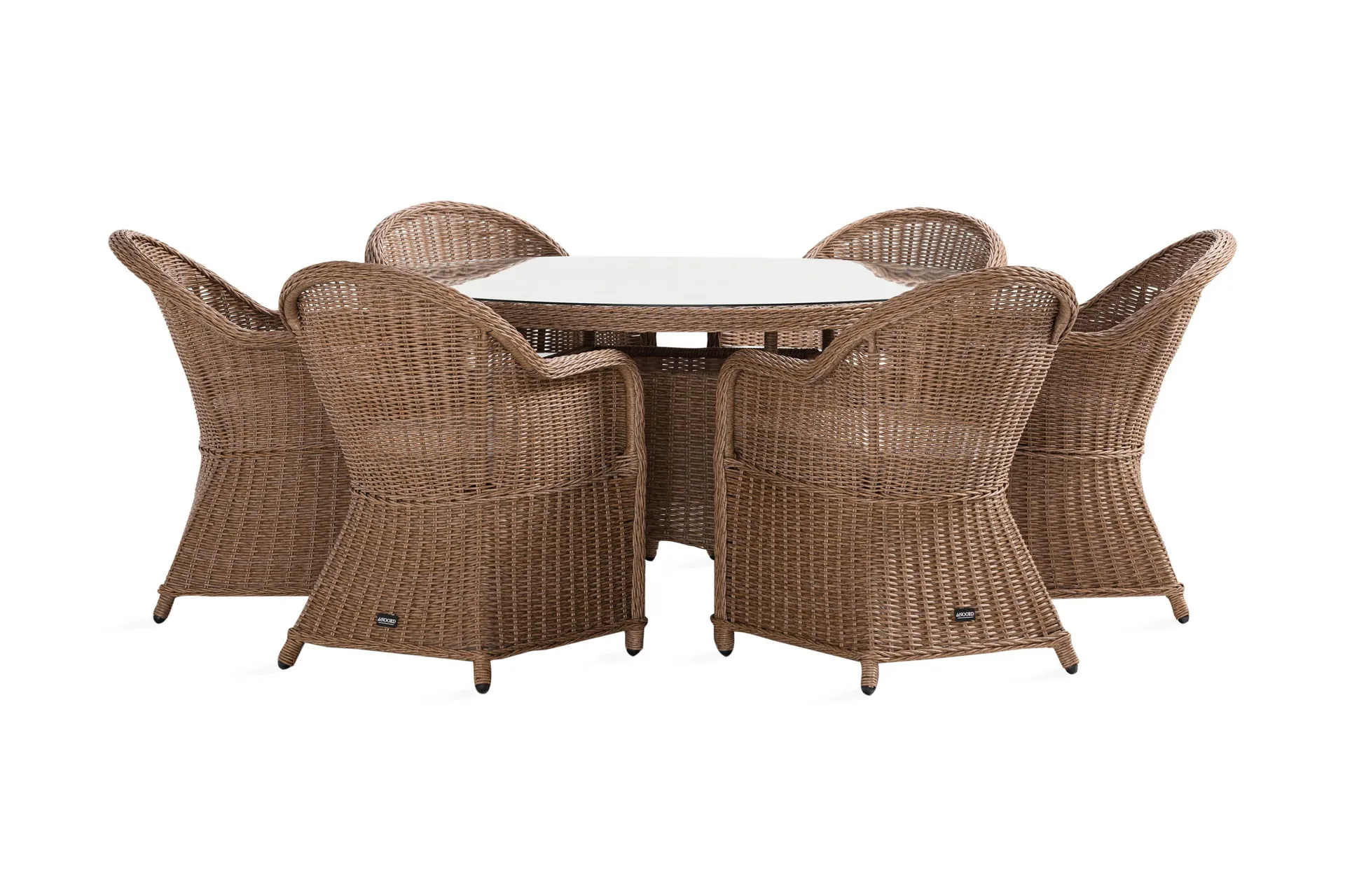 Marcus Matgrupp 140 Rund + 6 Light F&aring;t&ouml;ljer m Dyna - Natur