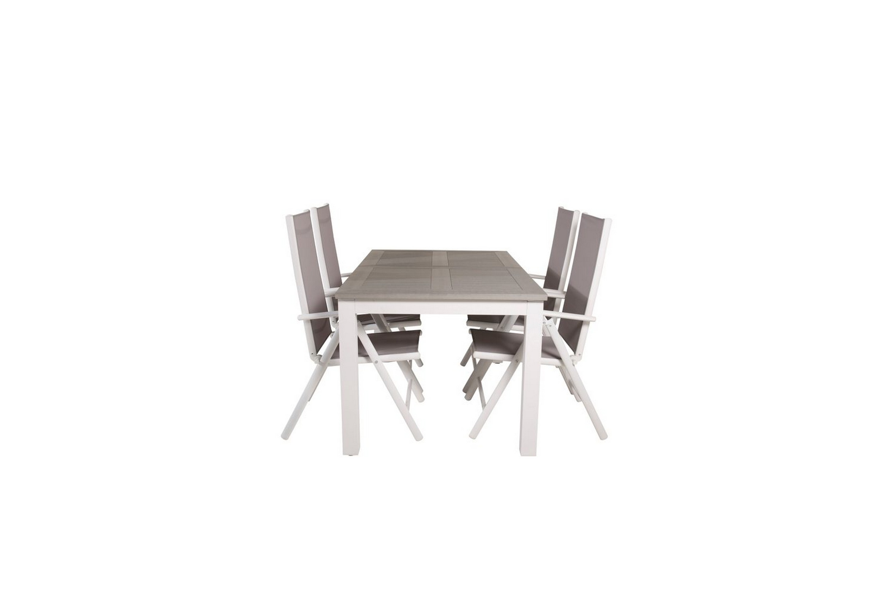 Matgrupp Albany Rektangulärt 125/210x90 cm Vit Gråmed Break Stolar 4 st 4 st