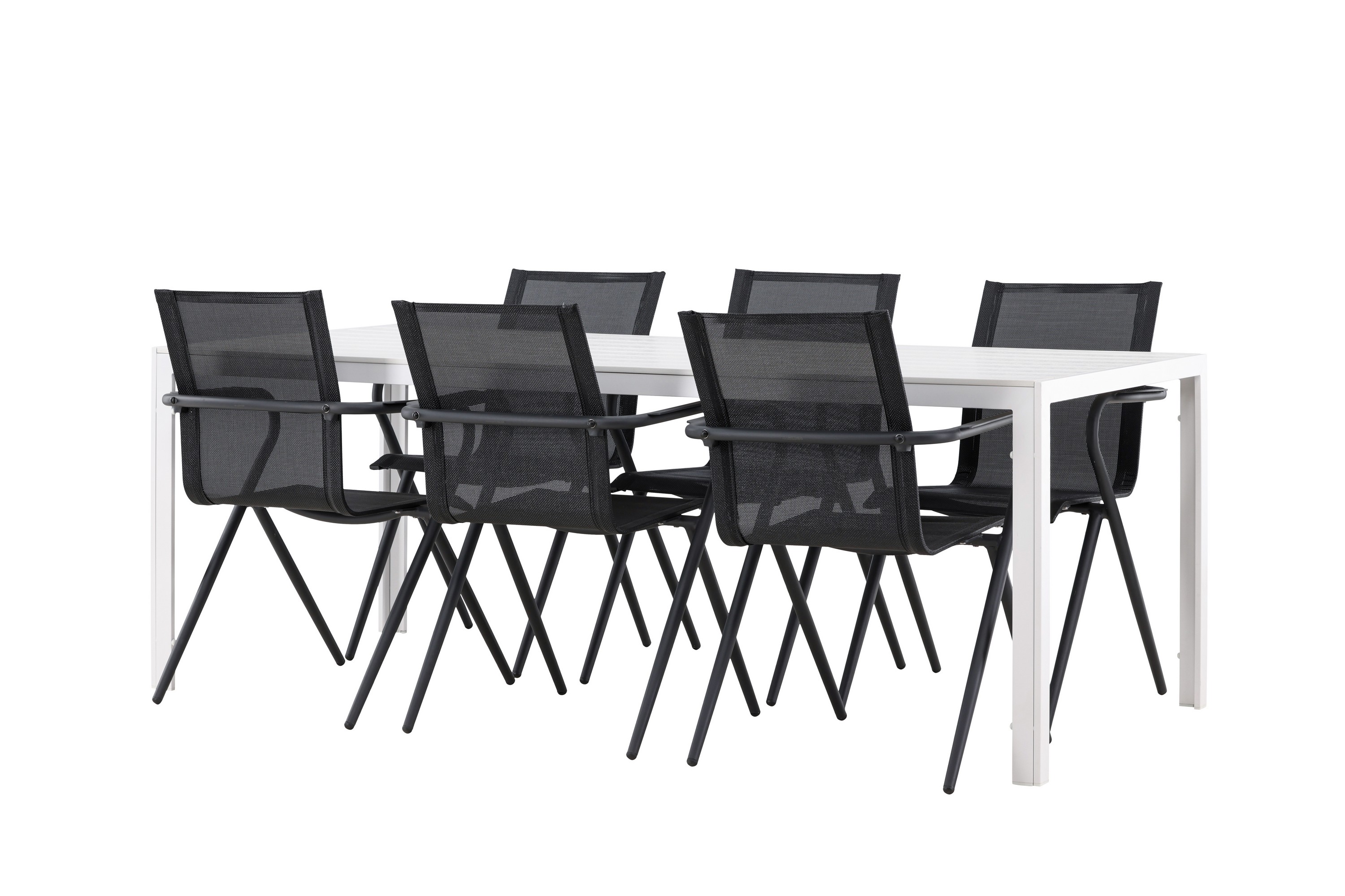 Matgrupp Utomhus Break 205 cm 6 st Alling Matstolar Svart/Vit