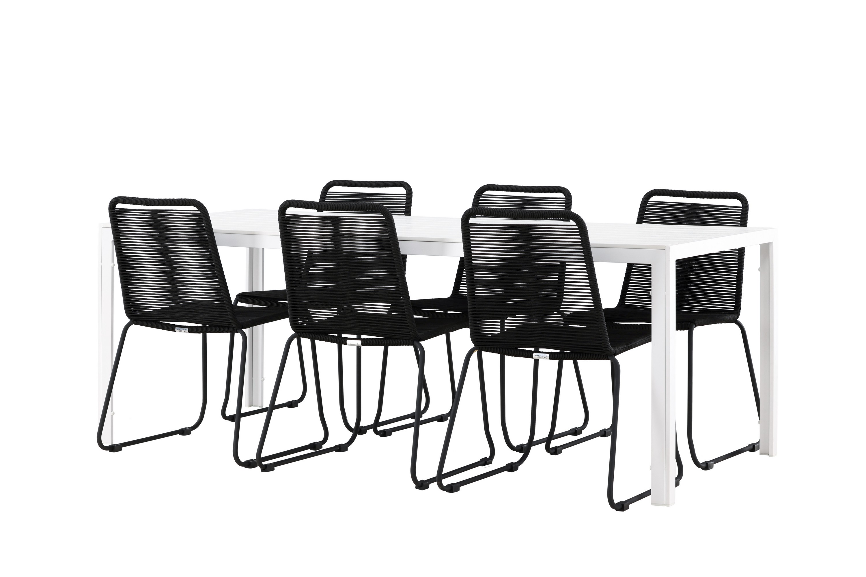 Matgrupp Utomhus Break 205 cm 6 st Linero Matstolar Svart/Vit
