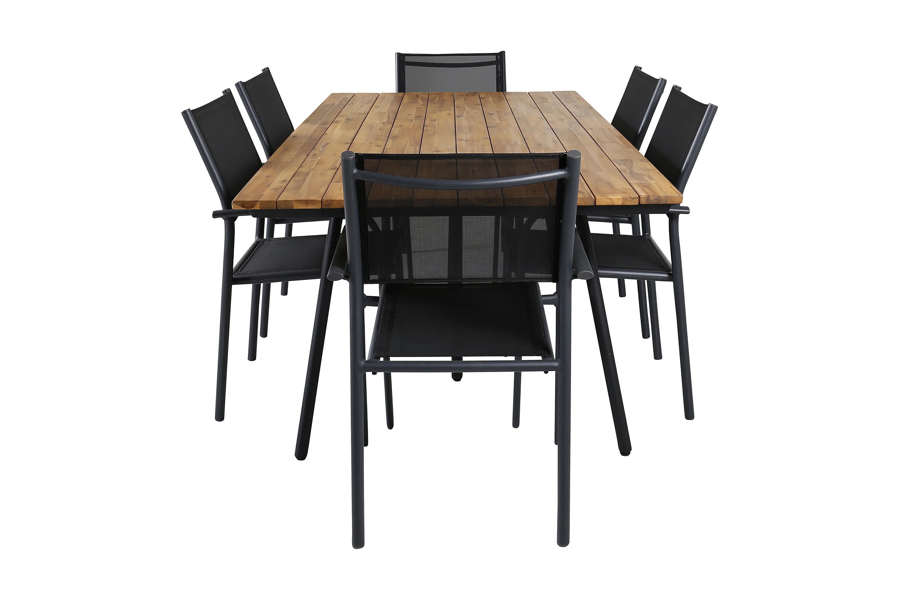 Matgrupp Chan 200cm 6 Santorini Karmstolar Svart/brun Venture Home