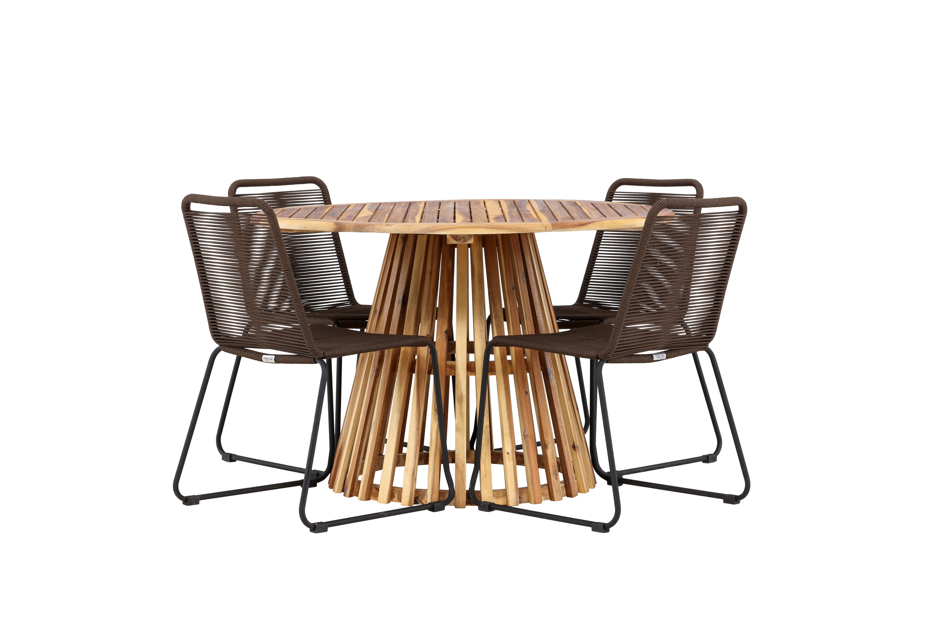 Matgrupp Utomhus Lumpur Rund 120 cm 4 st Lindos Matstolar Brun