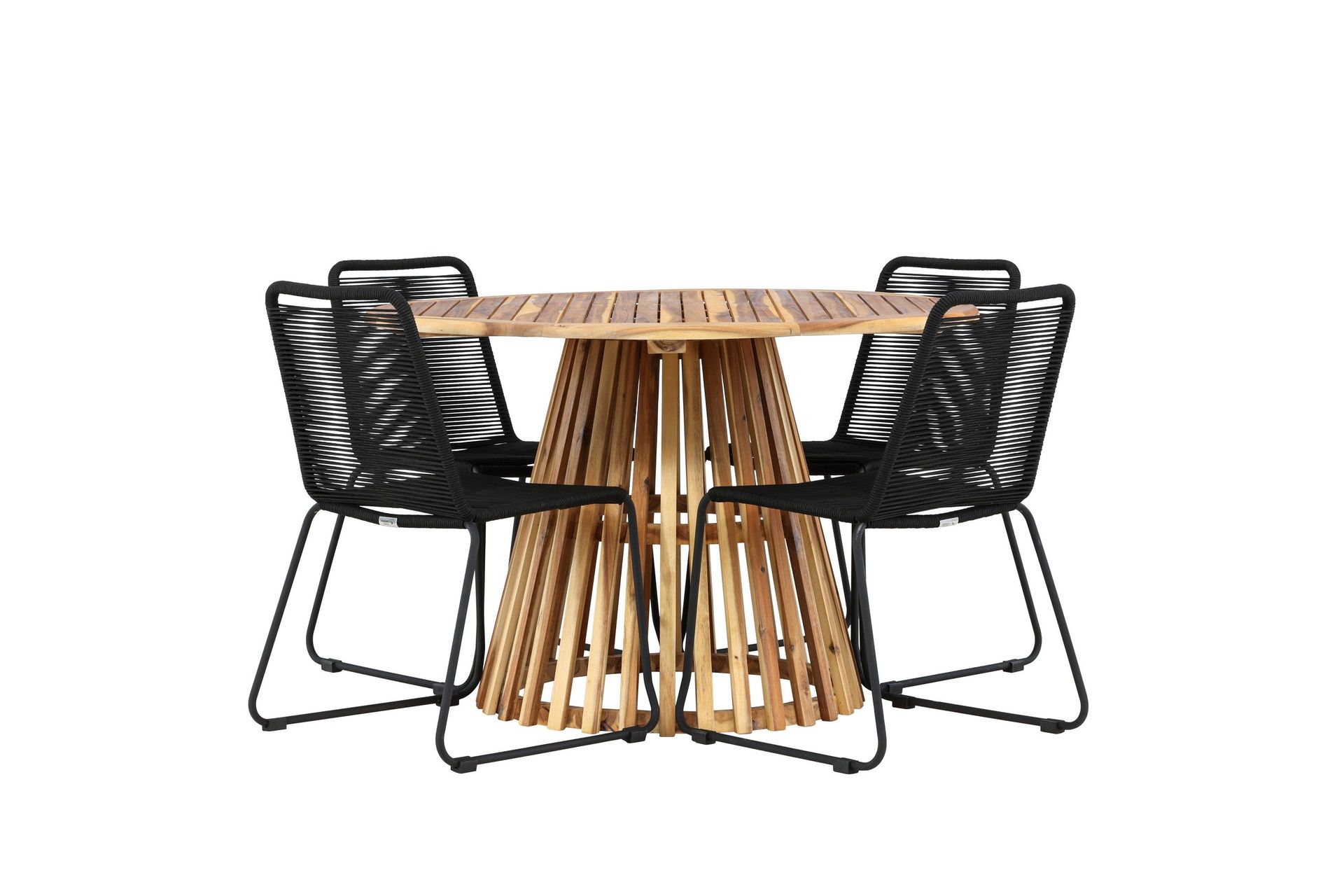 Lumpur Matgrupp Utomhus Rund 120 cm + 4 st Linero Matstolar Svart -
