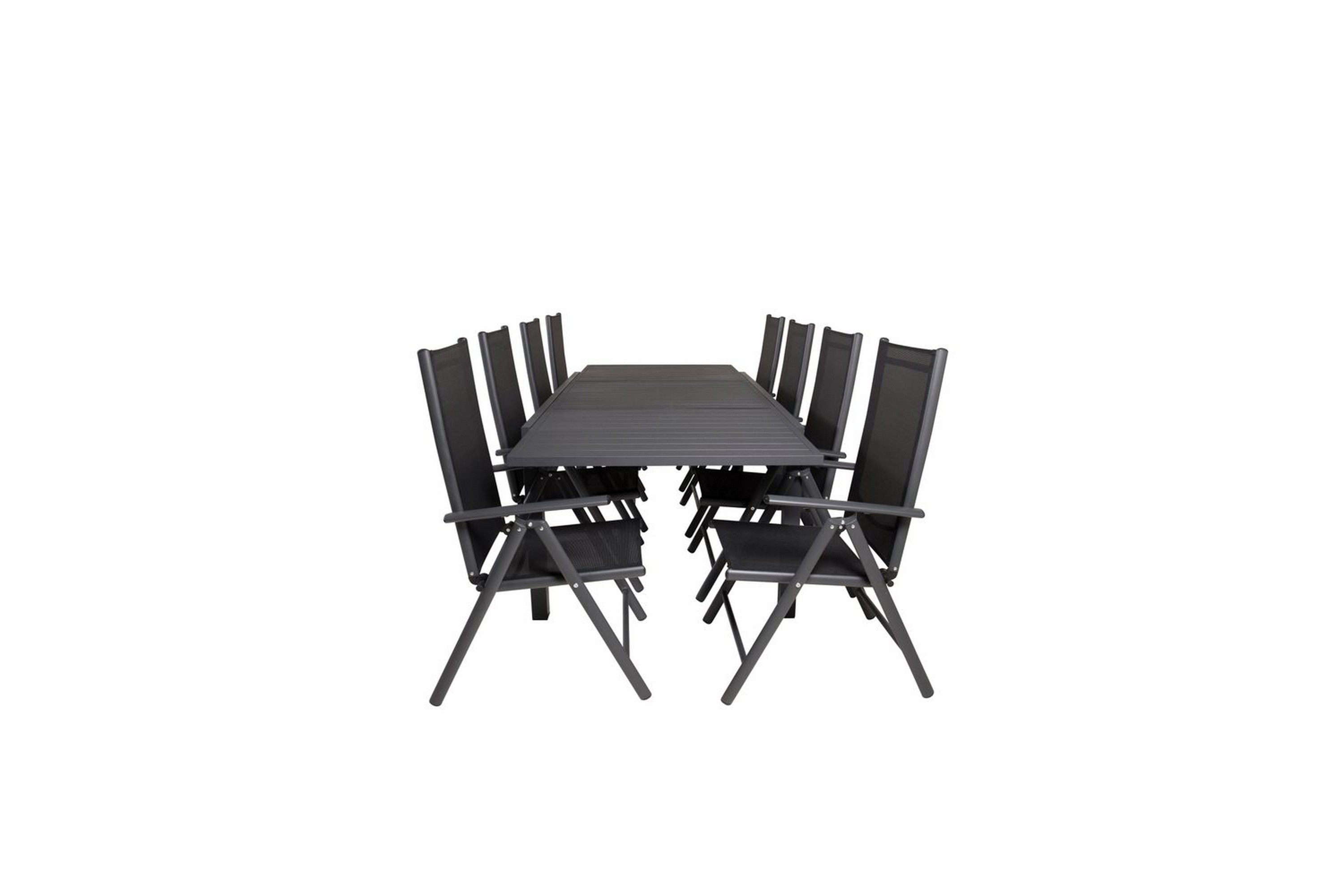 Matgrupp Marbella Rektangulärt 160/240x100 cm Svart med 8st Break Stolar