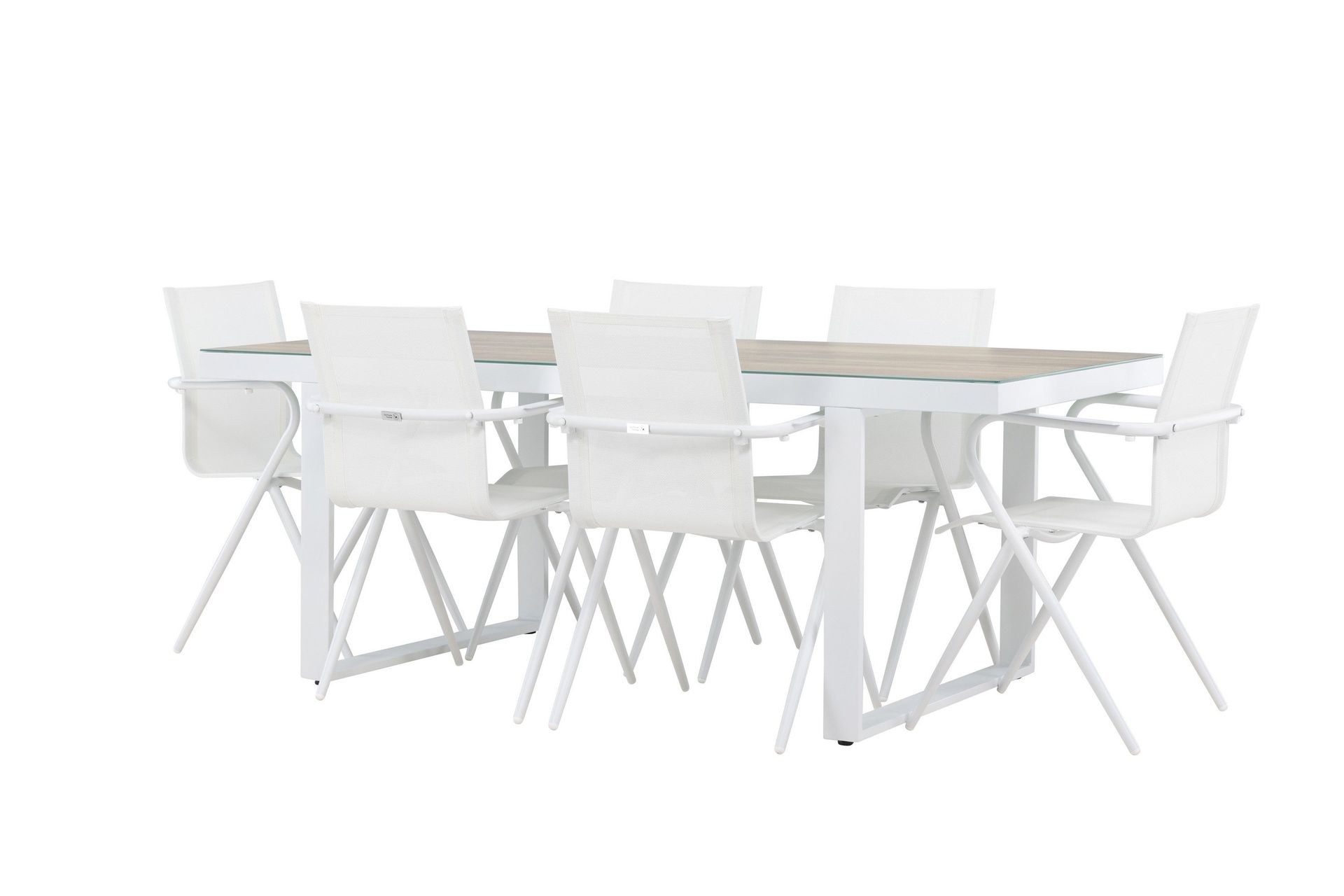 merlo matgrupp 200 cm + 6 st alling matstolar vit -