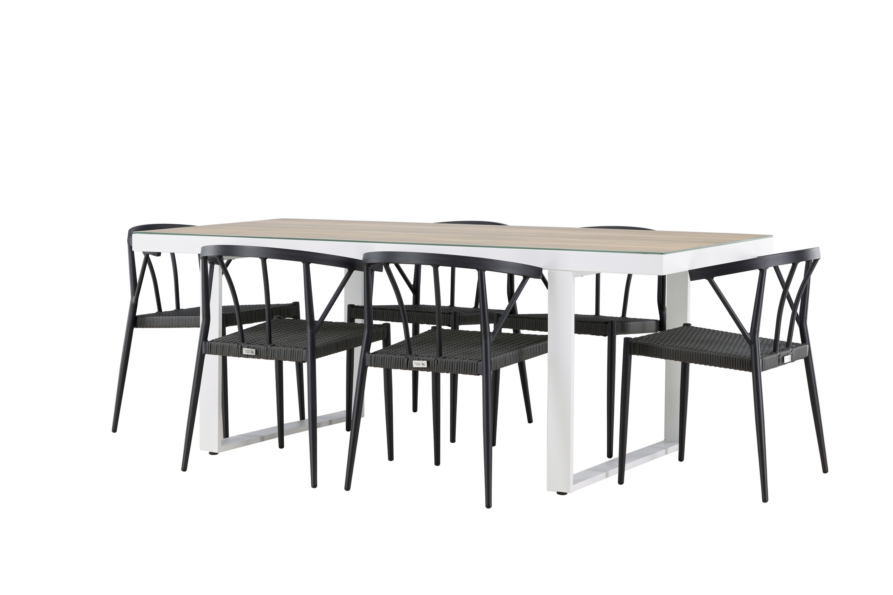 Matgrupp Utomhus Merlo 200 cm 6 st Stina Matstolar Svart/Vit
