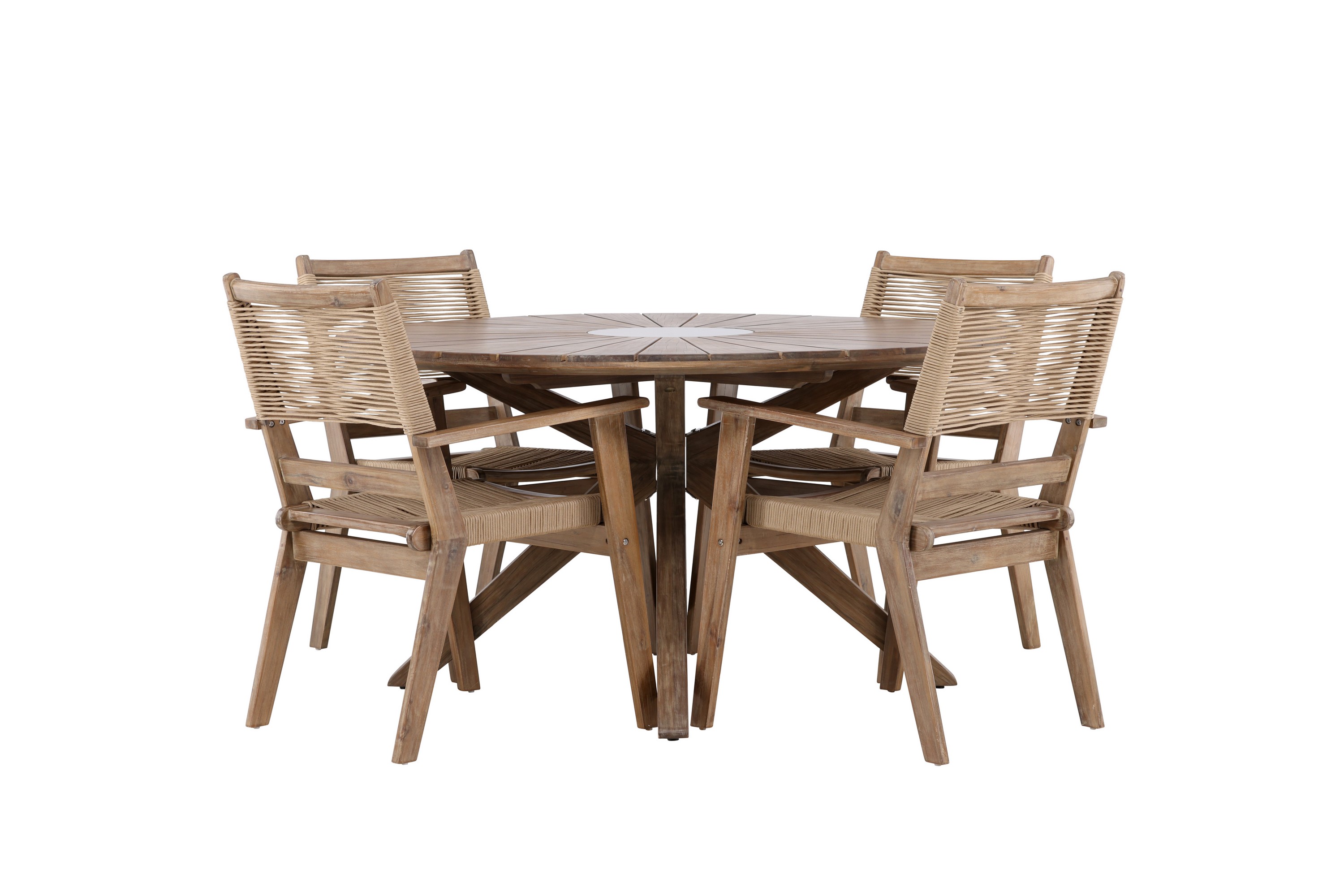 Matgrupp Utomhus Rosario Rund 140 cm 4 st Peter Matstolar Brun