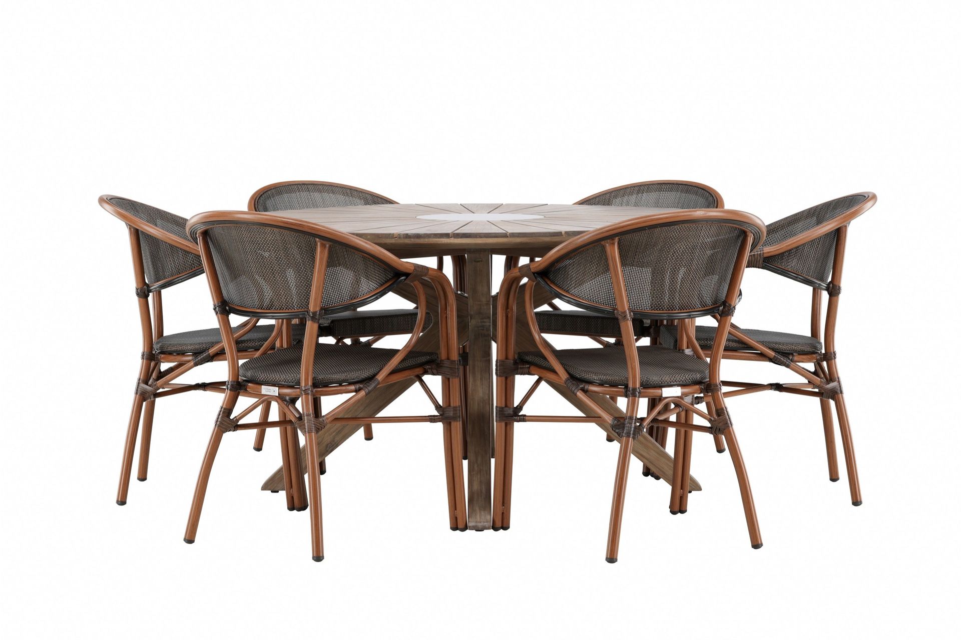 Rosario Matgrupp Rund 140 cm + 6 st Vila Matstolar Svart/Brun -