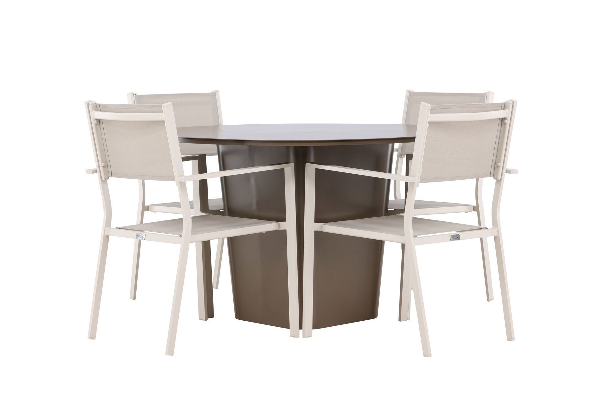 Santa Fe Matgrupp Utomhus Rund 120 cm + 4 st Copacabana Matstolar Beige/Brun -