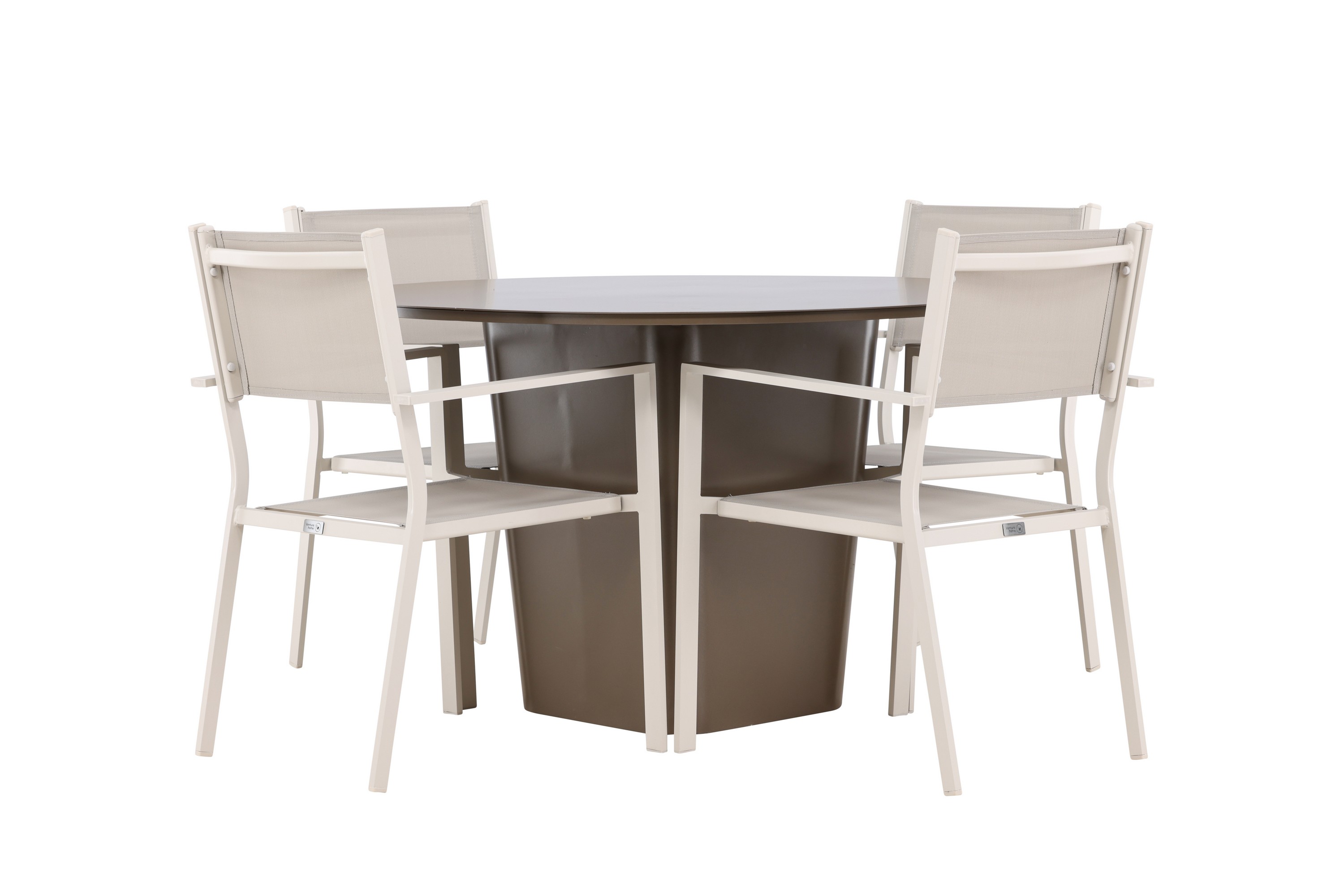 matgrupp utomhus santa fe rund 120 cm + 4 st copacabana matstolar beige/brun -