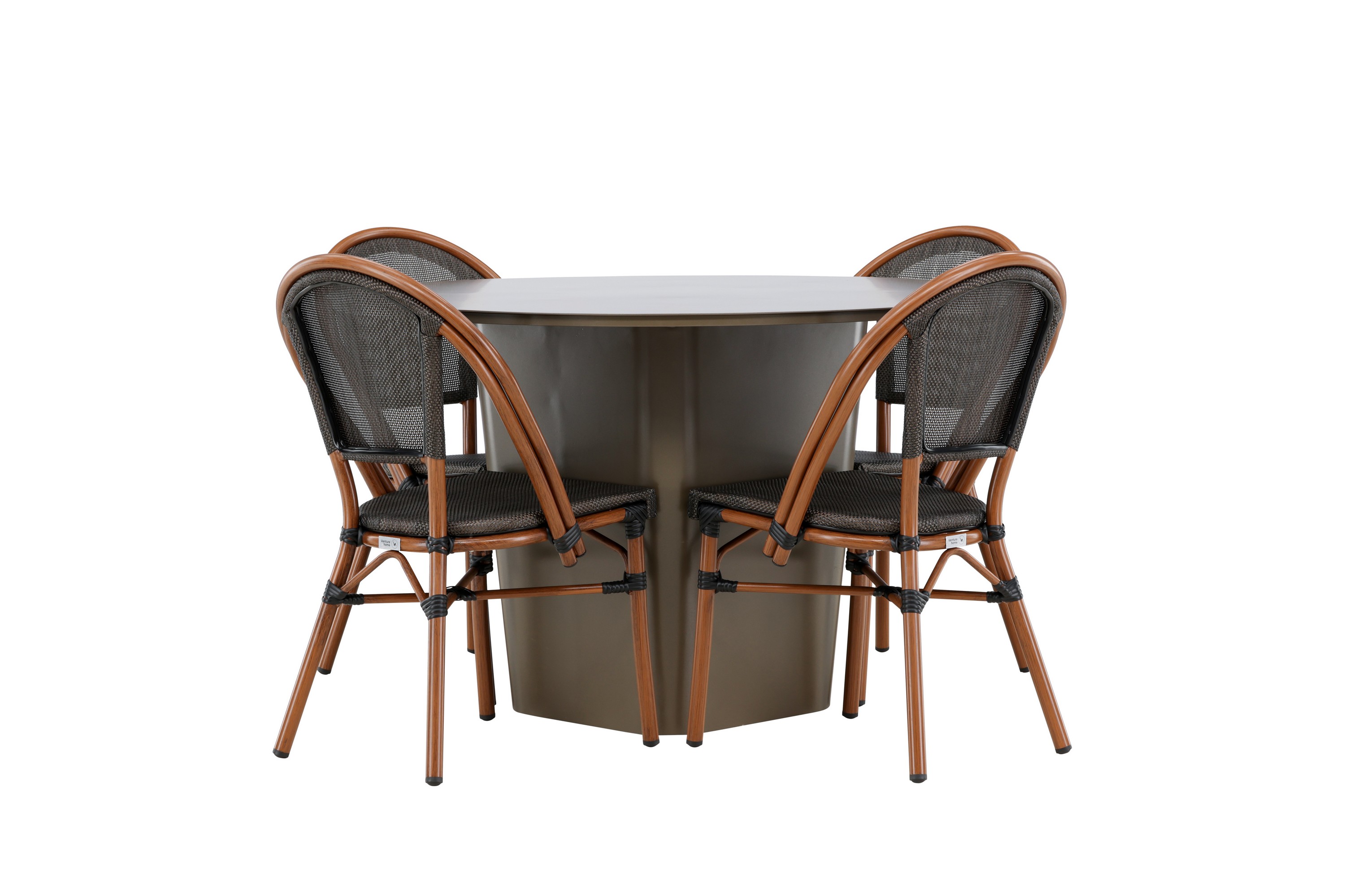 Matgrupp Utomhus Santa Fe Rund 120 cm 4 st Guarda Matstolar Svart/Brun