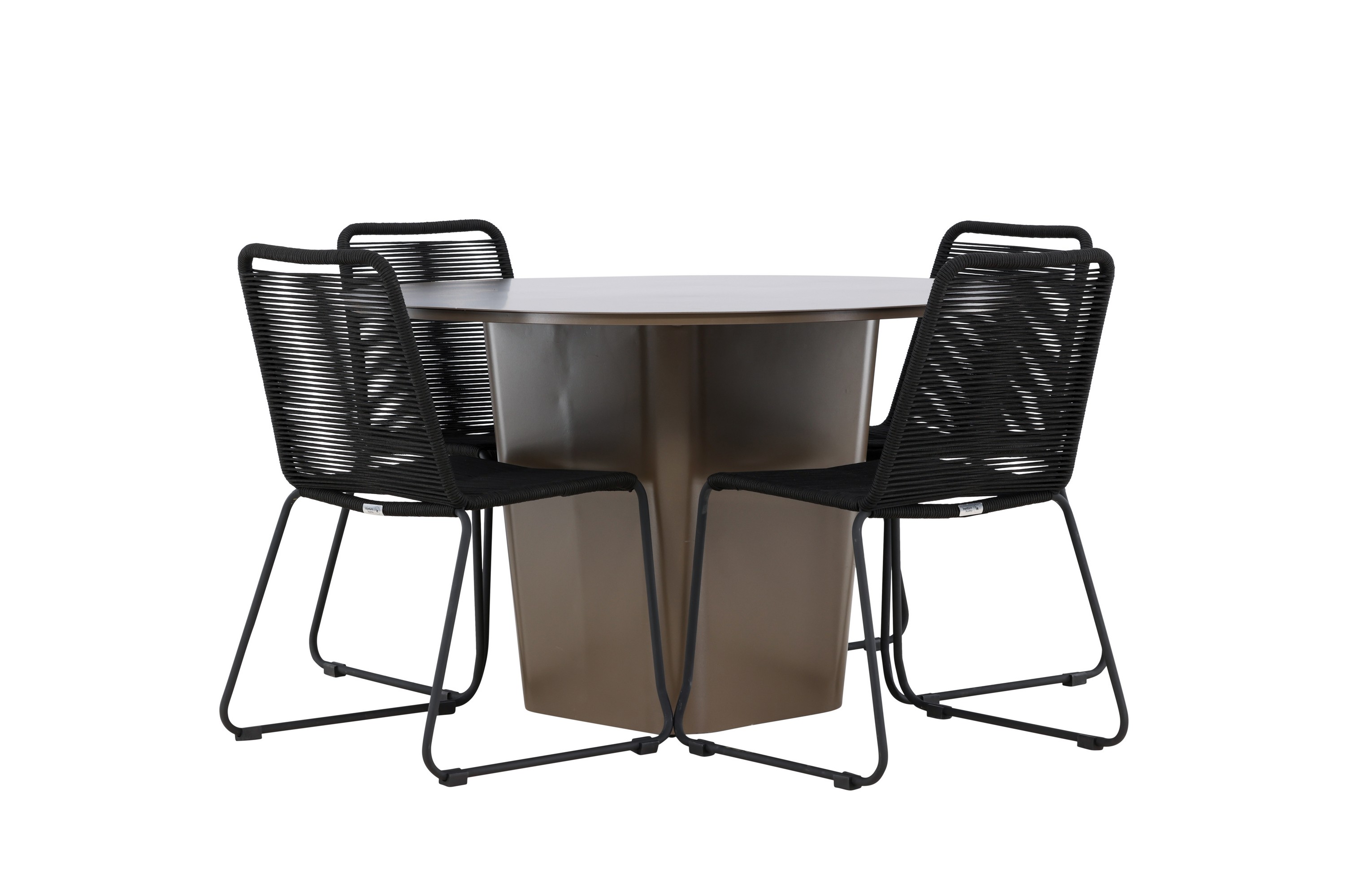 Matgrupp Utomhus Santa Fe Rund 120 cm 4 st Linero Matstolar Svart/Brun