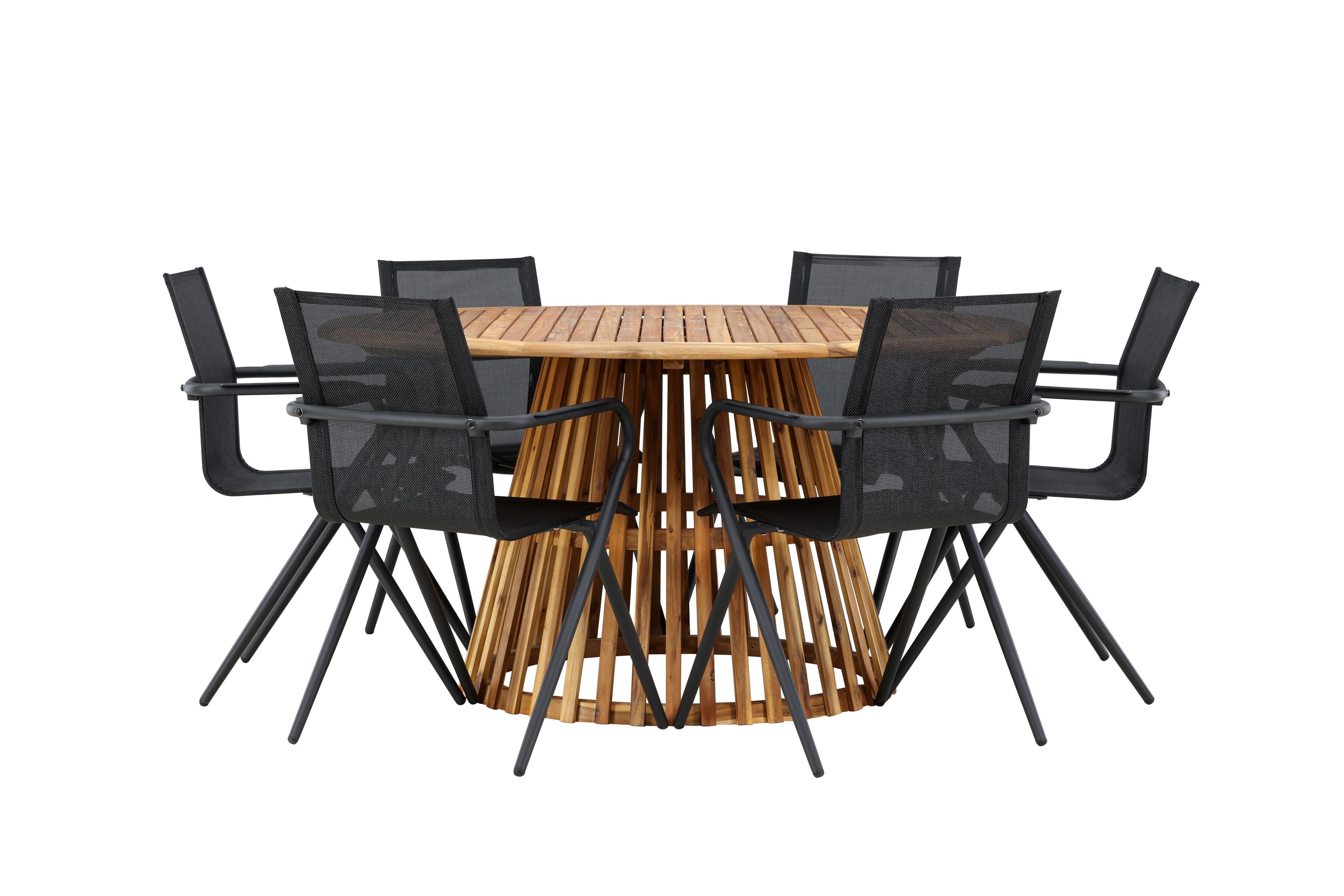 Matgrupp Utomhus Tucumán Rund 150 cm 6 st Alling Matstolar Svart