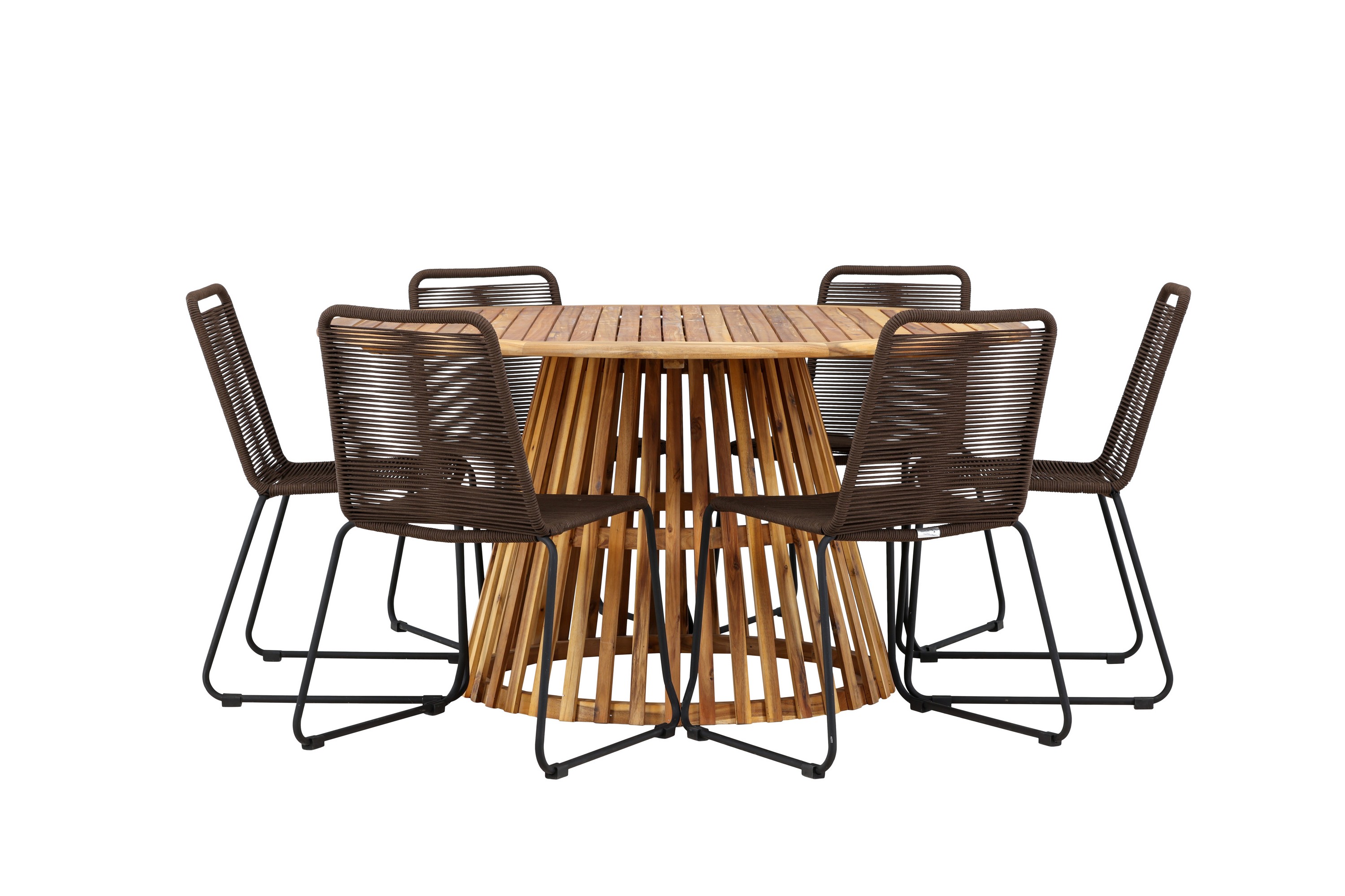 Matgrupp Utomhus Tucumán Rund 150 cm 6 st Lindos Matstolar Brun