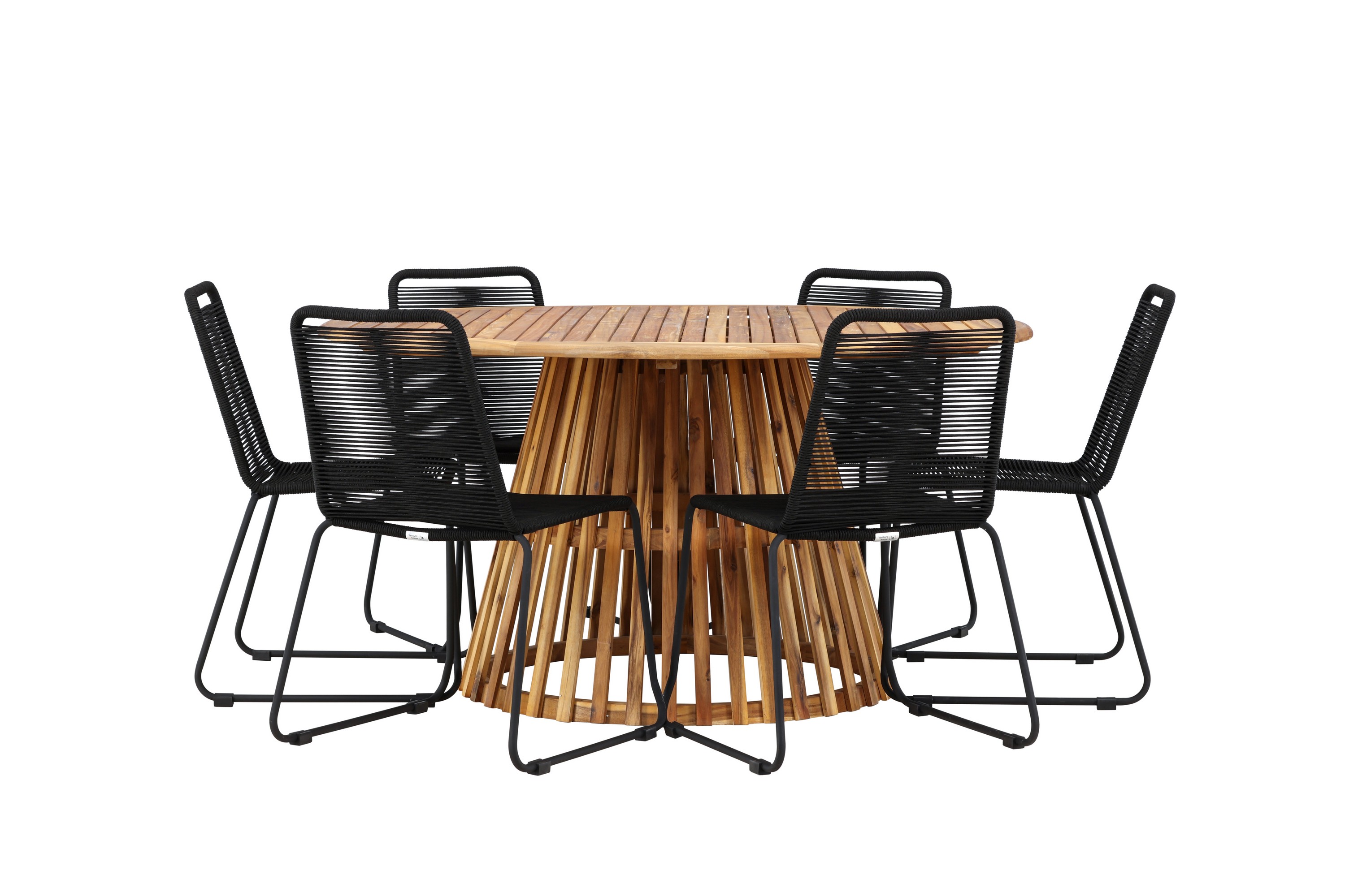 Matgrupp Utomhus Tucumán Rund 150 cm 6 st Linero Matstolar Svart