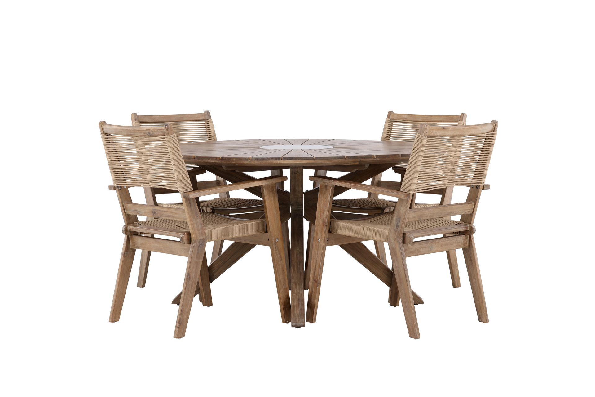 matgrupp utomhus + 4 utestolar rosario - brun