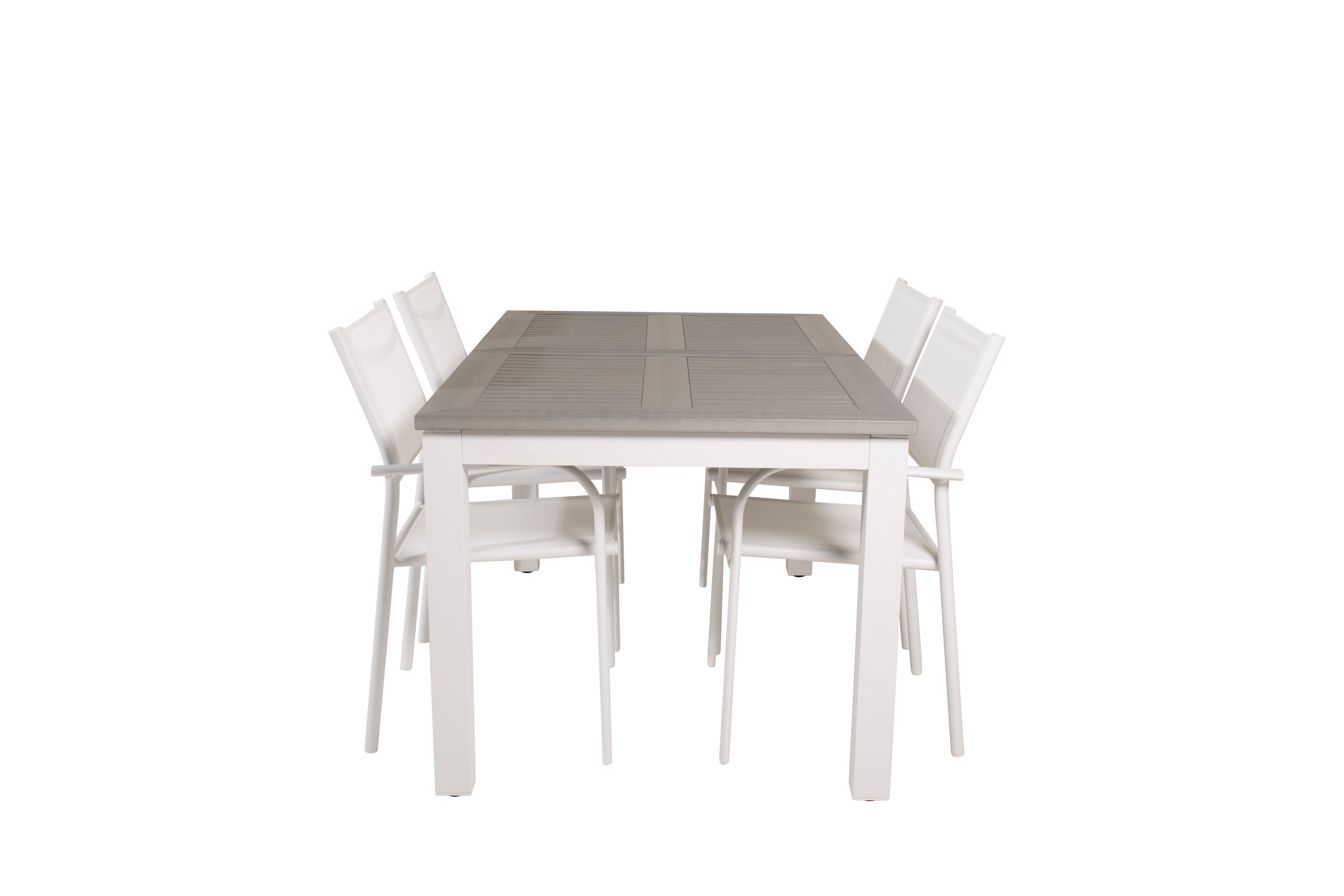 Matgrupp Utomhus Albany 150-210 cm Rektangulär med 4 Santorini Utestolar Grå