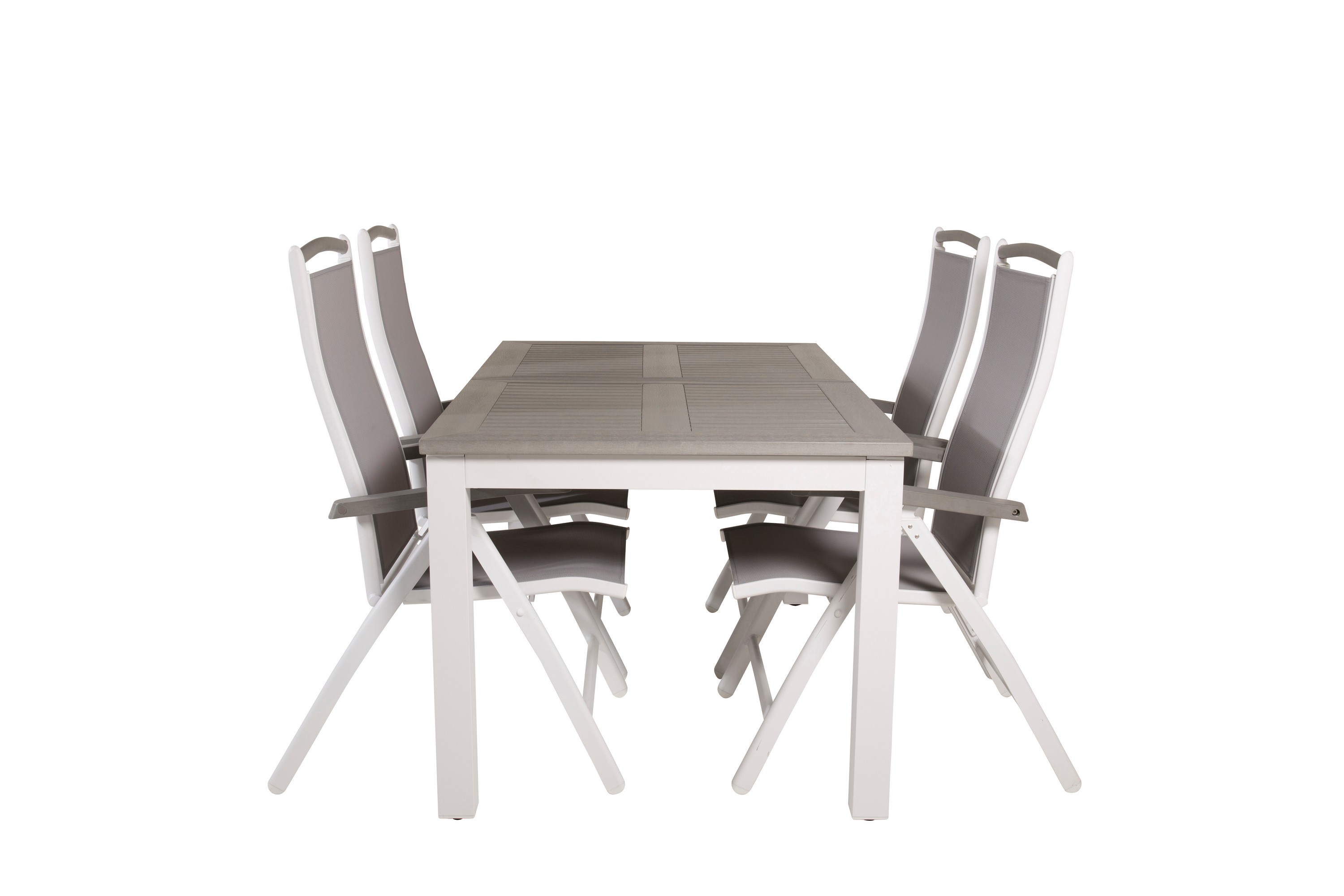 Albany Förlängningsbar Matgrupp Utomhus 152-210cm 4 Stolar GråVit