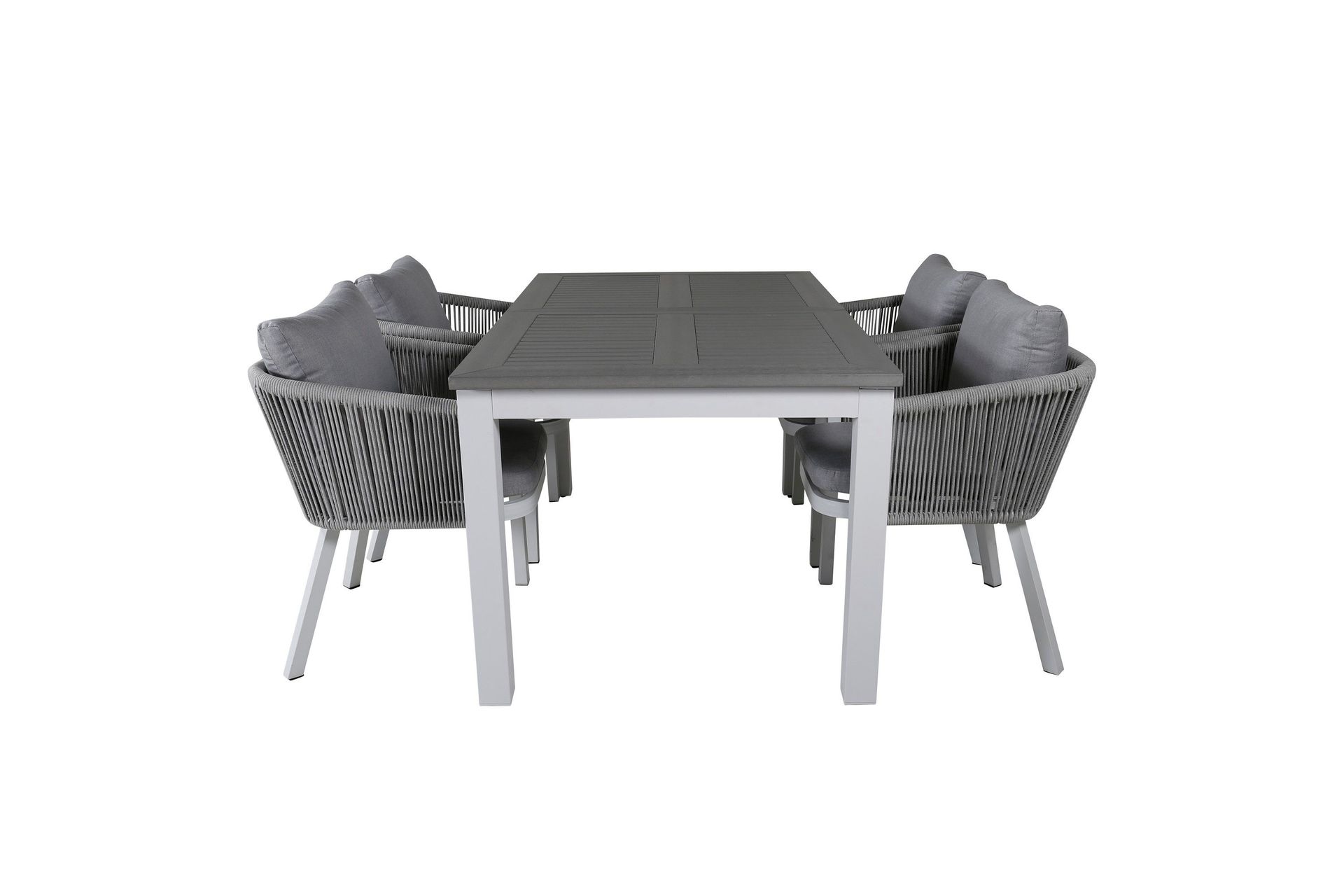 albany förlängningsbar matgrupp utomhus 152cm + 4 virya stolar - grå/vit