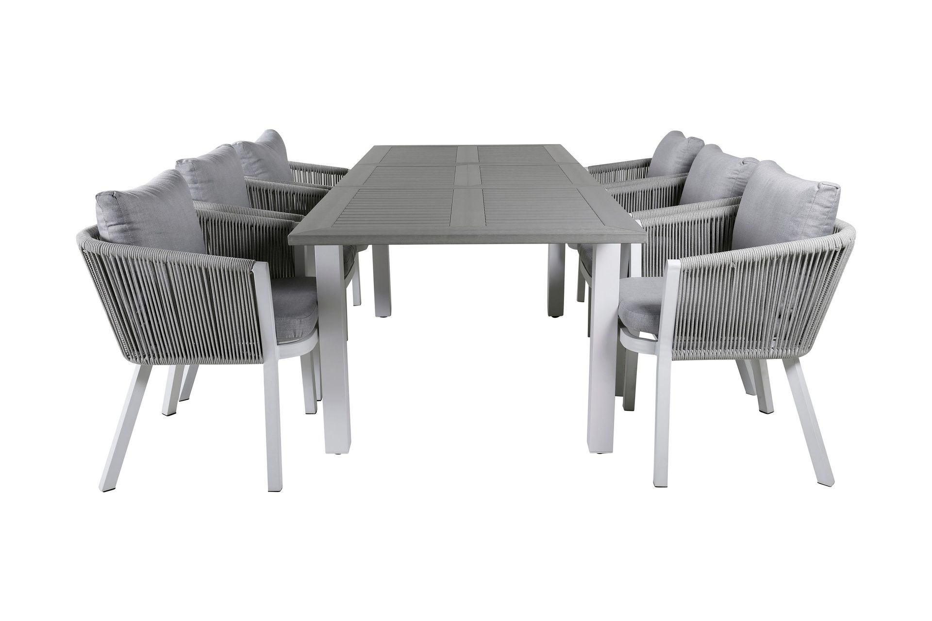 albany förlängningsbar matgrupp utomhus 152cm + 6 virya stolar - svart/natur