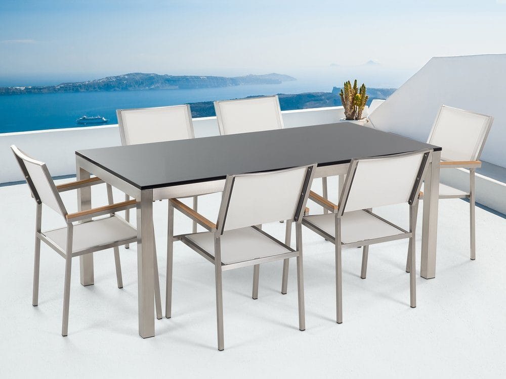 Bacoli Matgrupp Utomhus 180 cm + 6 Utestolar - Svart