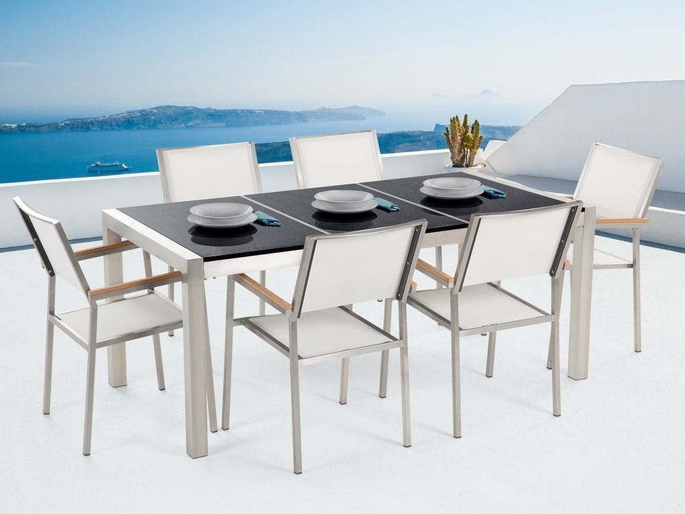 Bacoli Matgrupp Utomhus 180 cm + 6 Utestolar - Svart