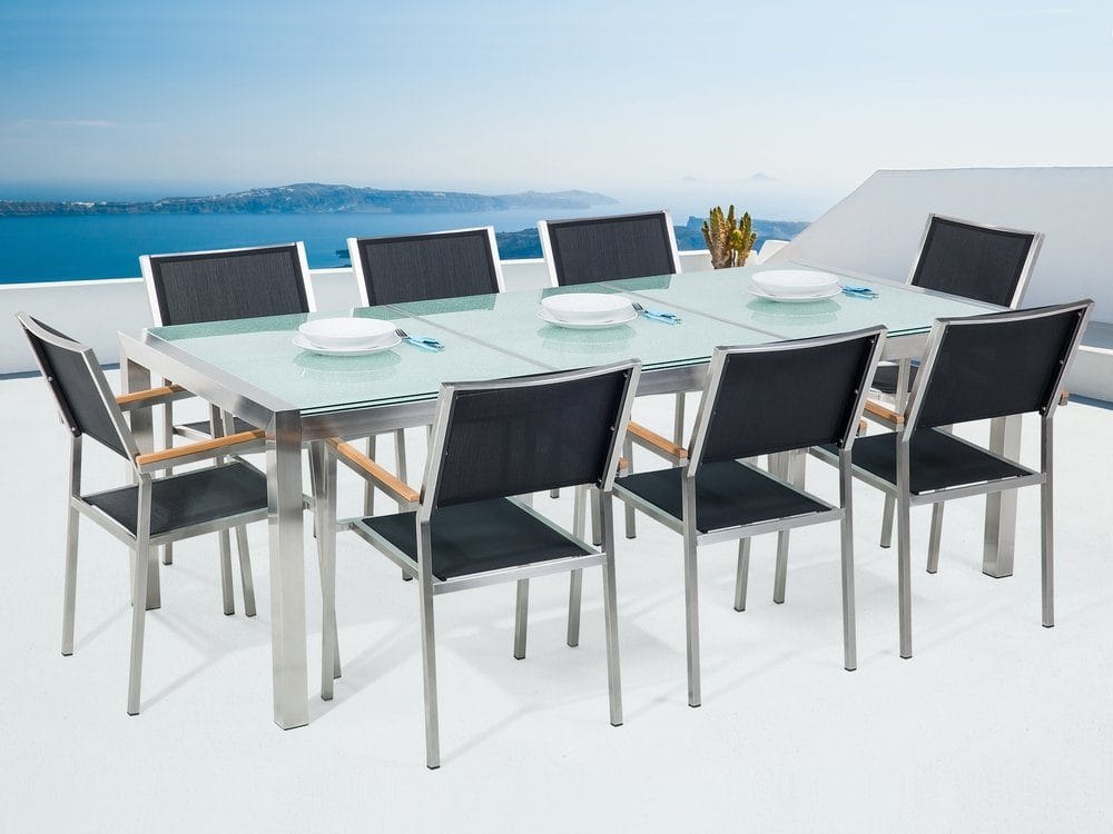 Bacoli Matgrupp Utomhus 220 cm + 8 Utestolar - Svart