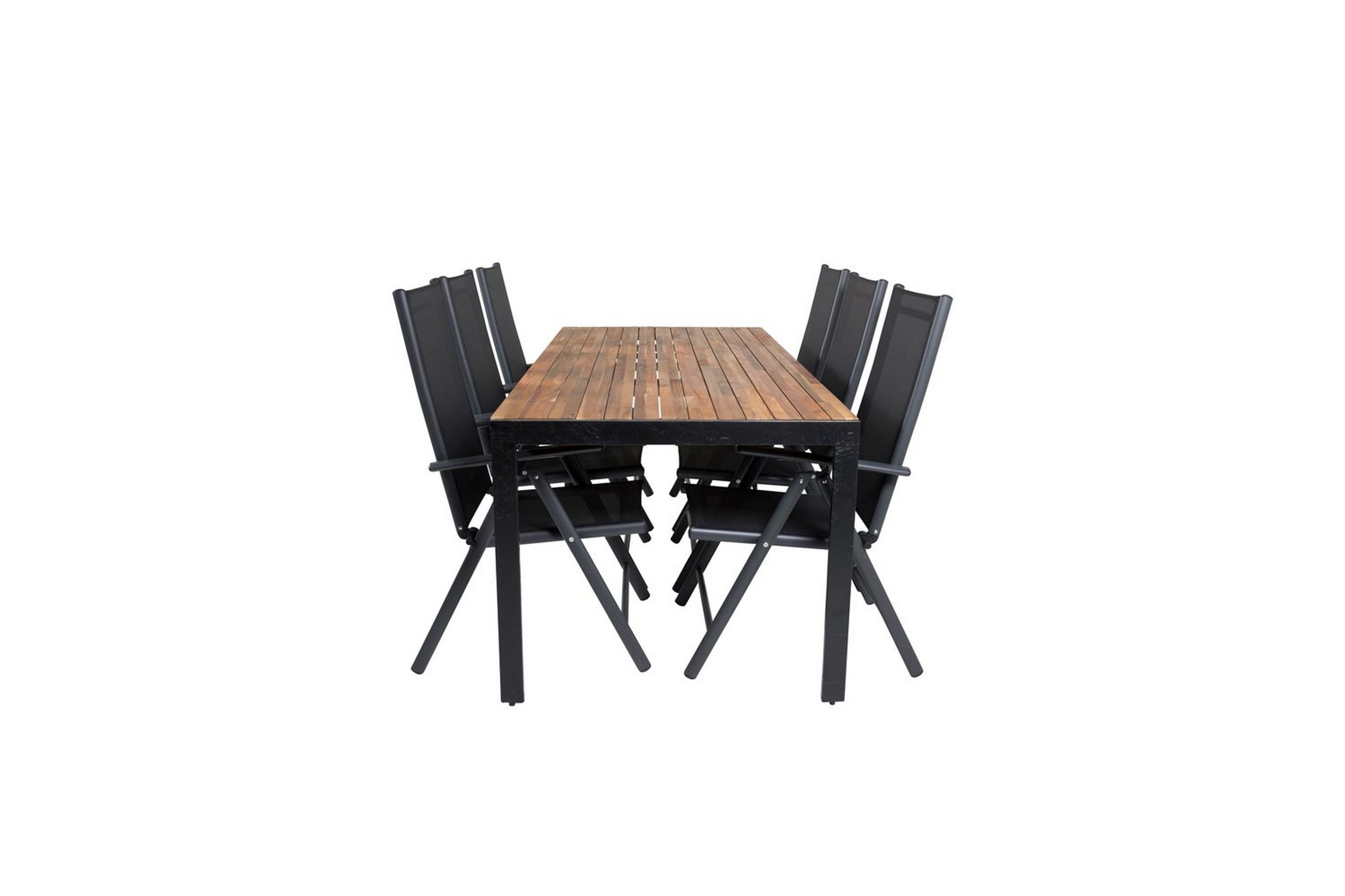 Matgrupp Utomhus Bois 200cm 6 Break Positionsstolar Svart/GråVenture Home