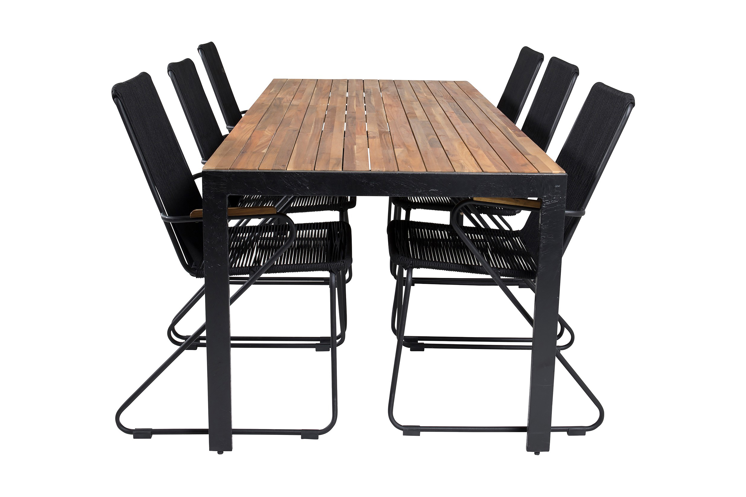 Bois Matgrupp Utomhus 200cm 6 Karmstolar Svart
