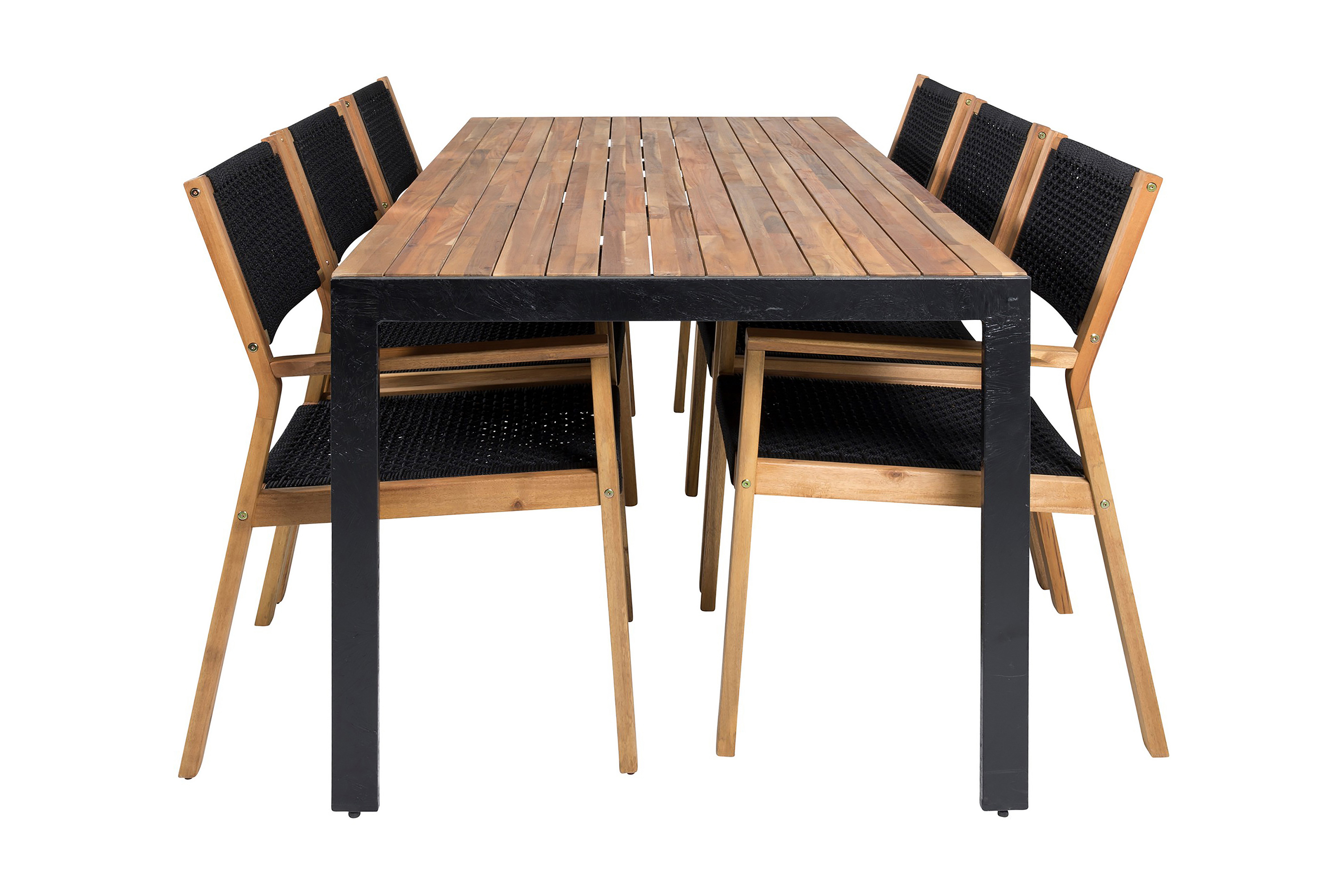 Bois Matgrupp Utomhus 200cm 6 Little John Matstolar Svart/Vit