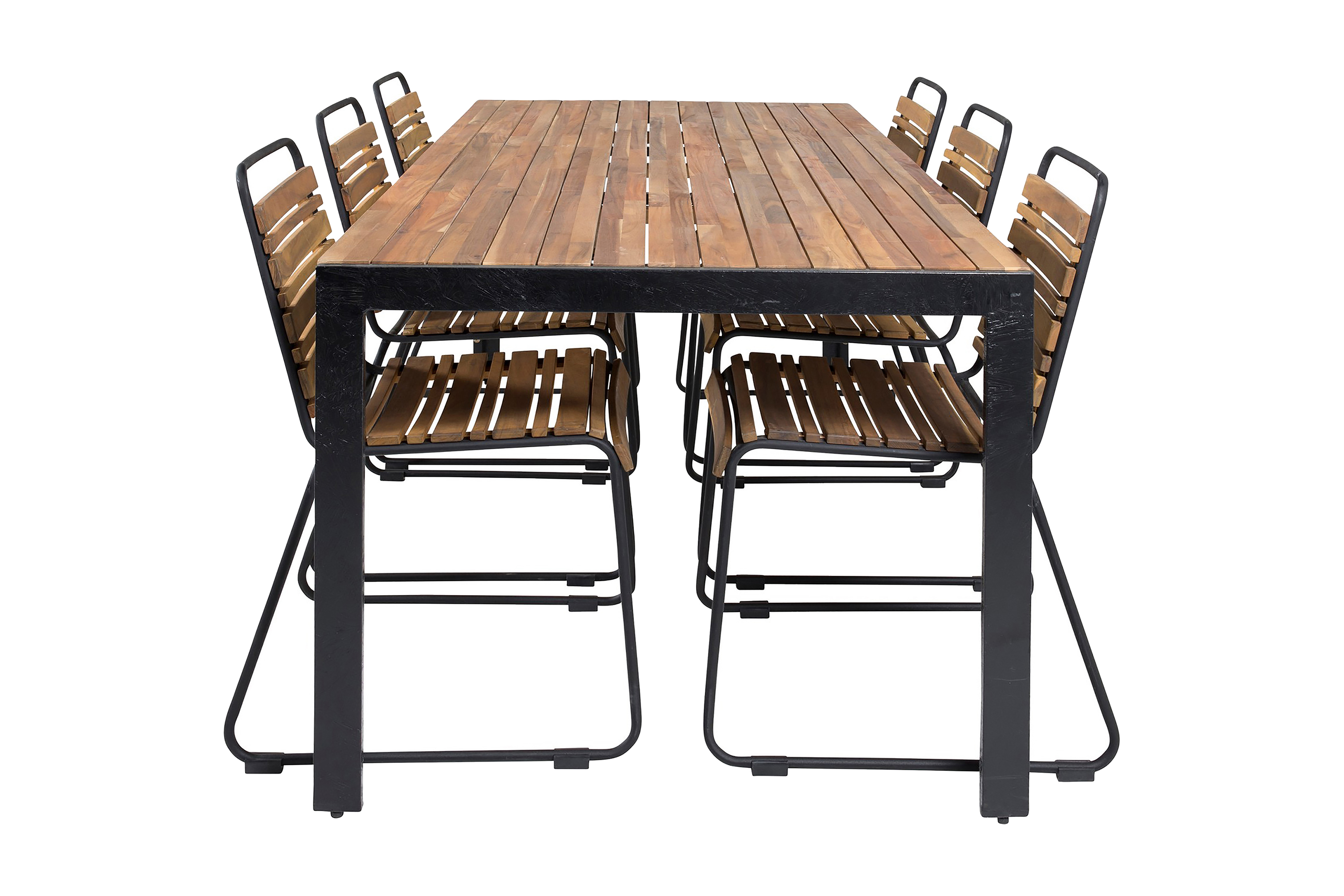 Bois Matgrupp Utomhus 200cm 6 Matstolar Natur/Svart