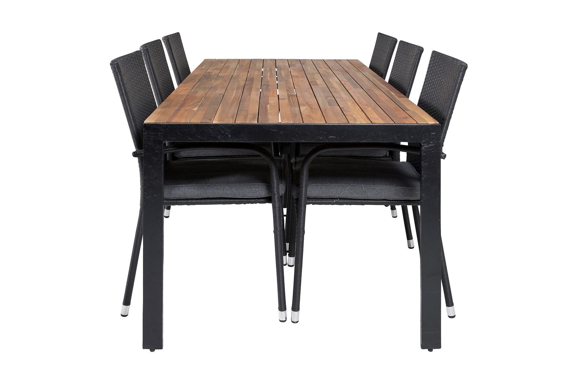 Bois Matgrupp Utomhus 200cm + 6 Anna Karmstolar - Svart/Gr&aring;