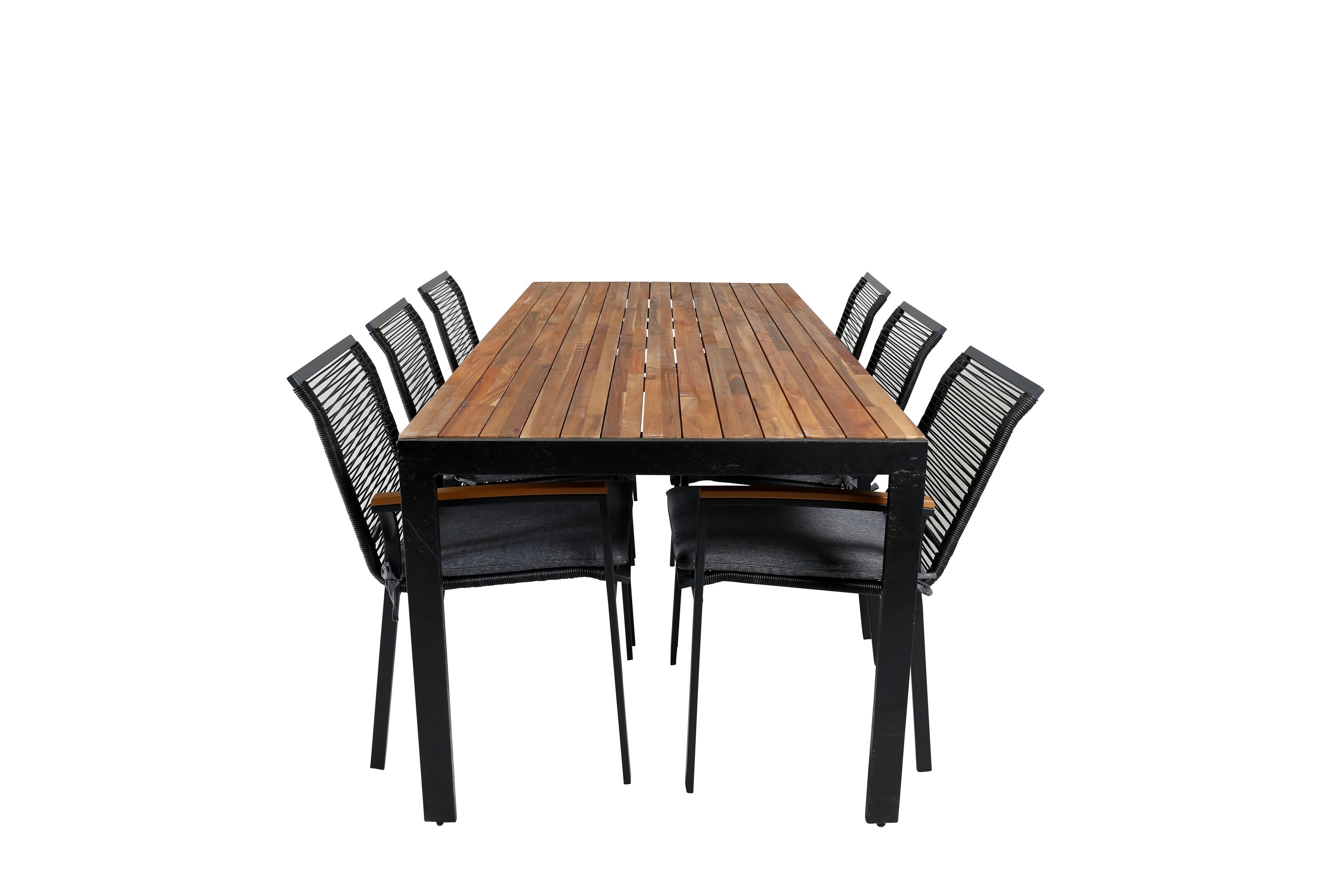 Bois Matgrupp Utomhus 205cm 6 Dallas Matstolar Svart/Brun
