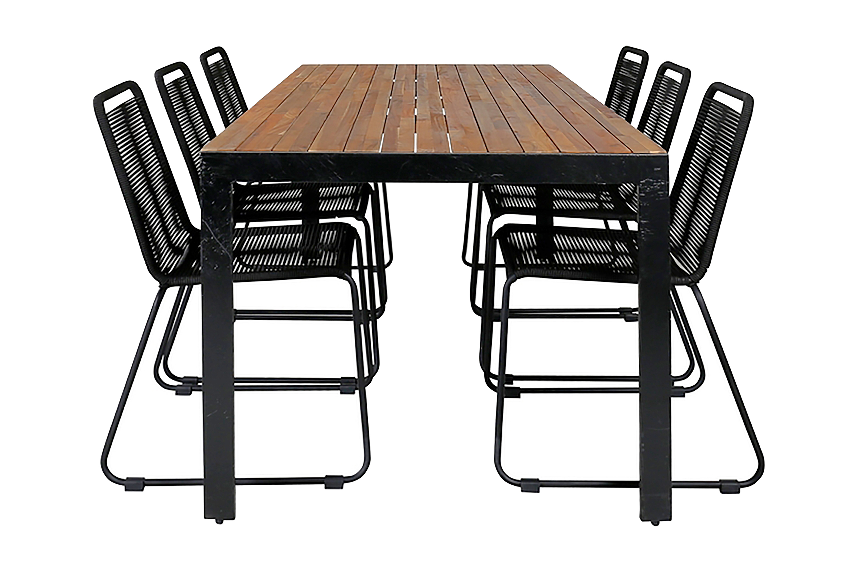 Bois Matgrupp Utomhus 205cm 6 Lindos Stapelbara Matstolar Svart/Grå