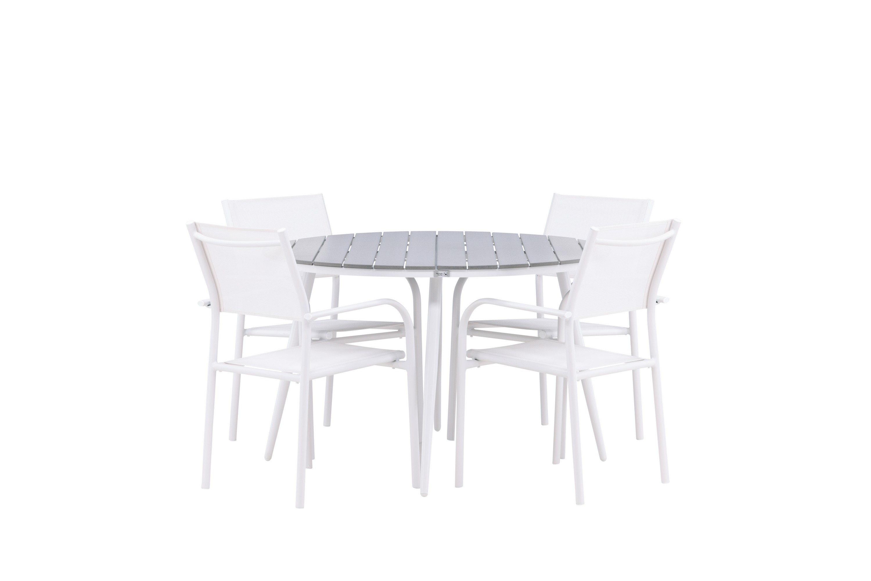 Matgrupp Utomhus Break 120 cm Rund med 4 Santorini Utestolar Grå