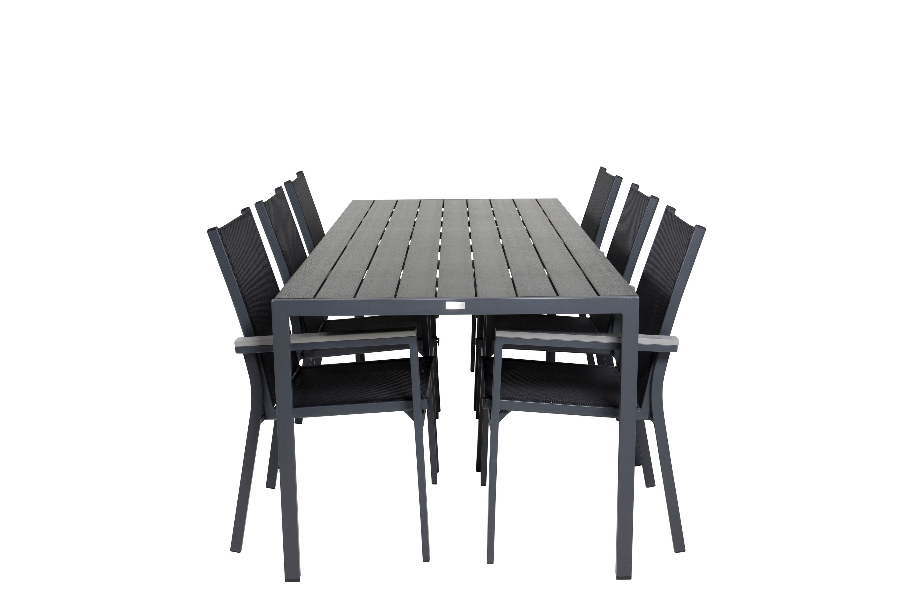 Matgrupp Utomhus Break 205cm 6 Parma Karmstolar Utomhus Svart/GråVenture Home