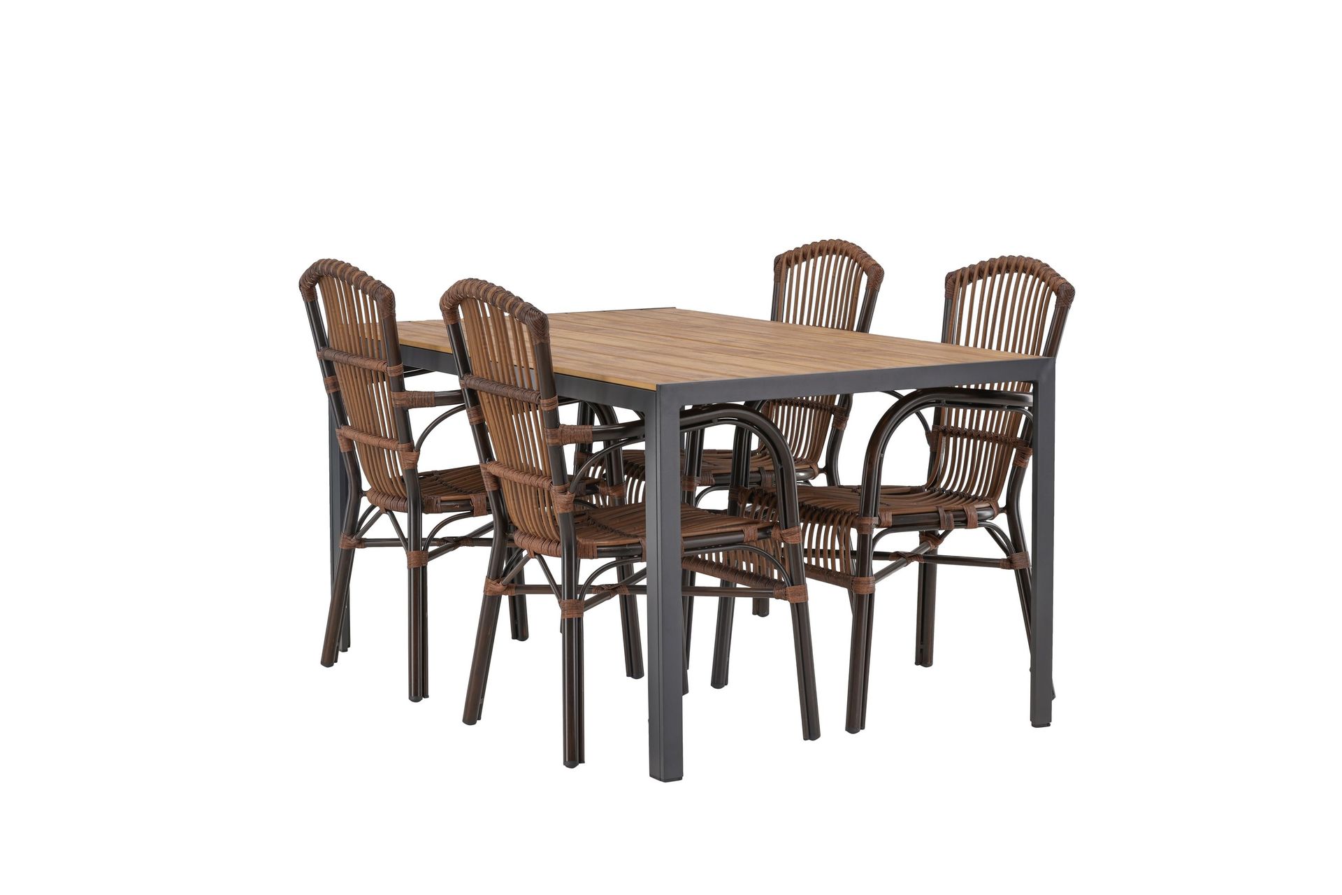 break matgrupp 150 cm + 4 st galera karmstolar brun - brun