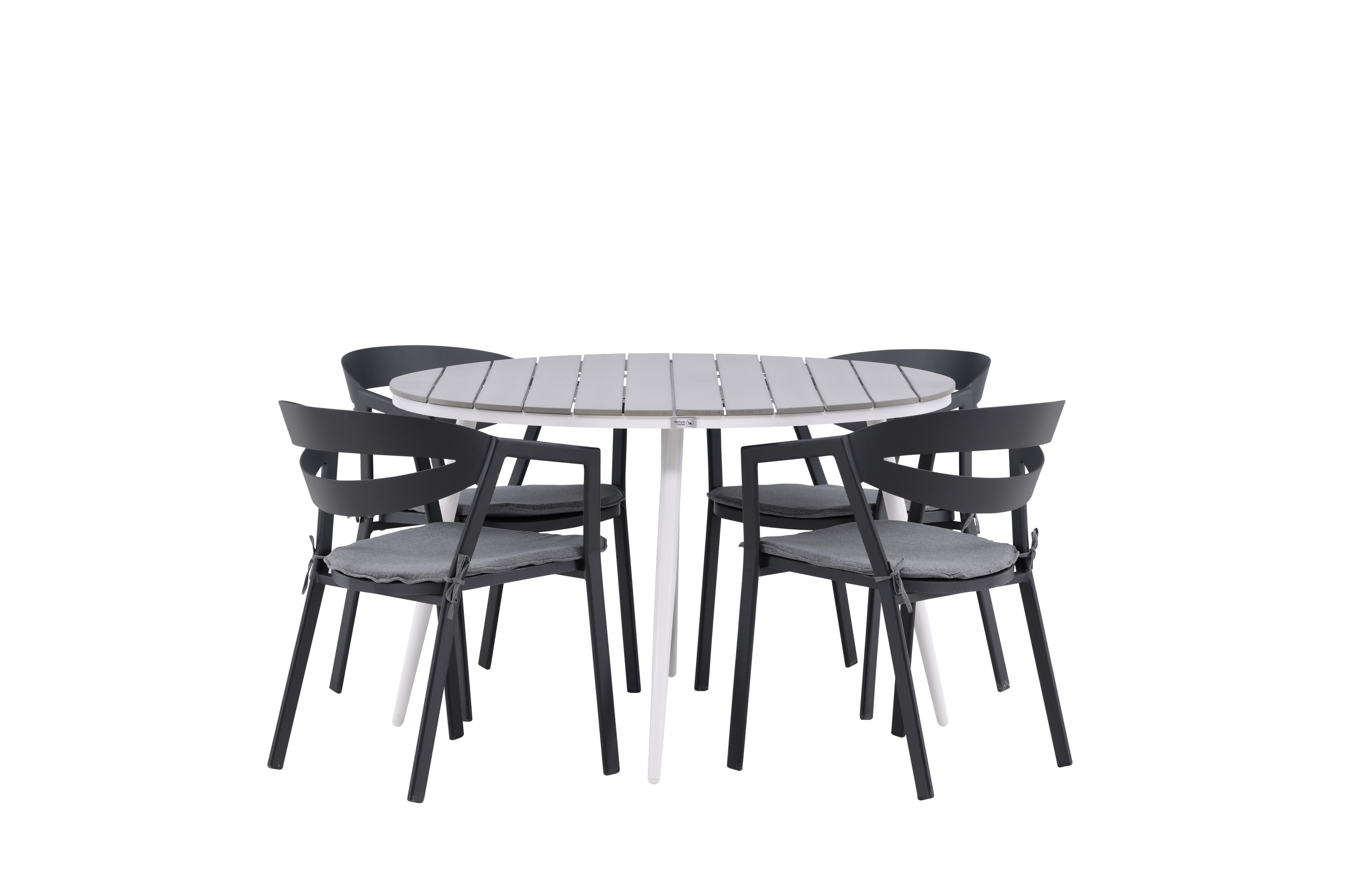 Break Matgrupp Utomhus Rund 120 cm 4 Slit Matstol Svart/Grå