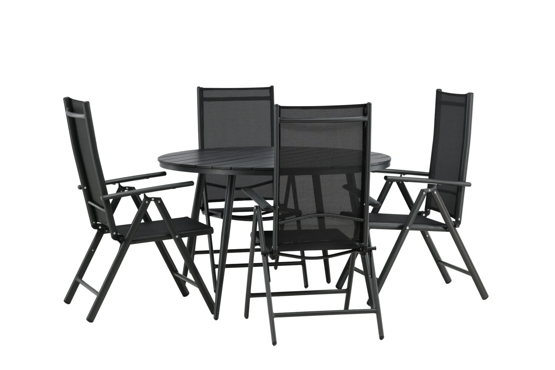 Break Matgrupp Utomhus Rund 120cm + 4 Break Positionsstol - Svart