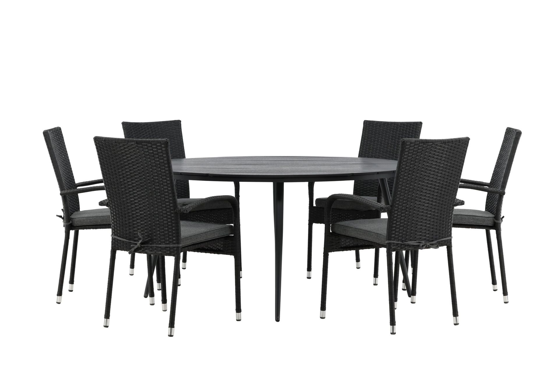 Break Matgrupp Utomhus Rund 150 cm + 6 Anna Matstol - Svart