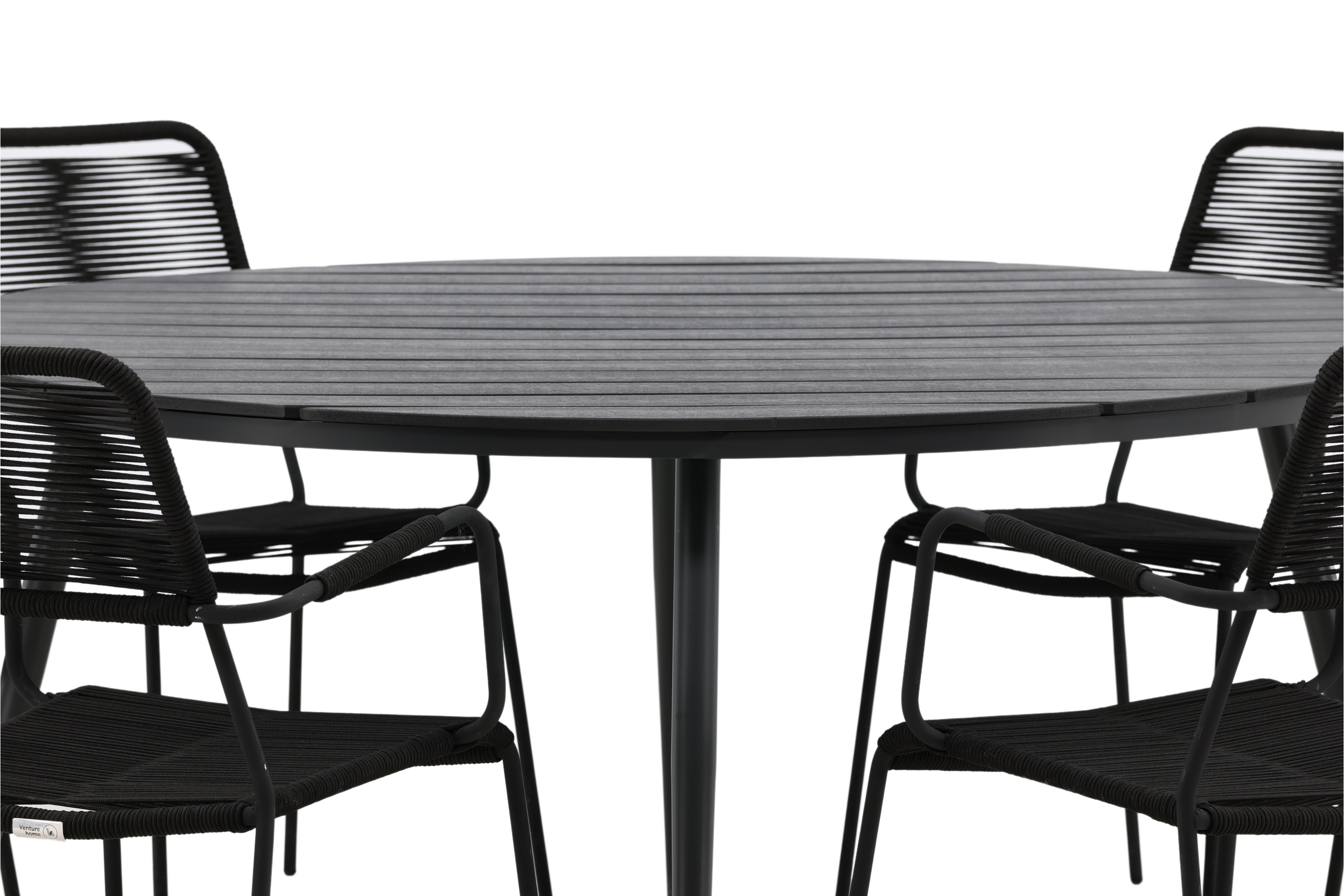 Break Matgrupp Utomhus Rund 150 cm 6 Lindos Karmstol Svart