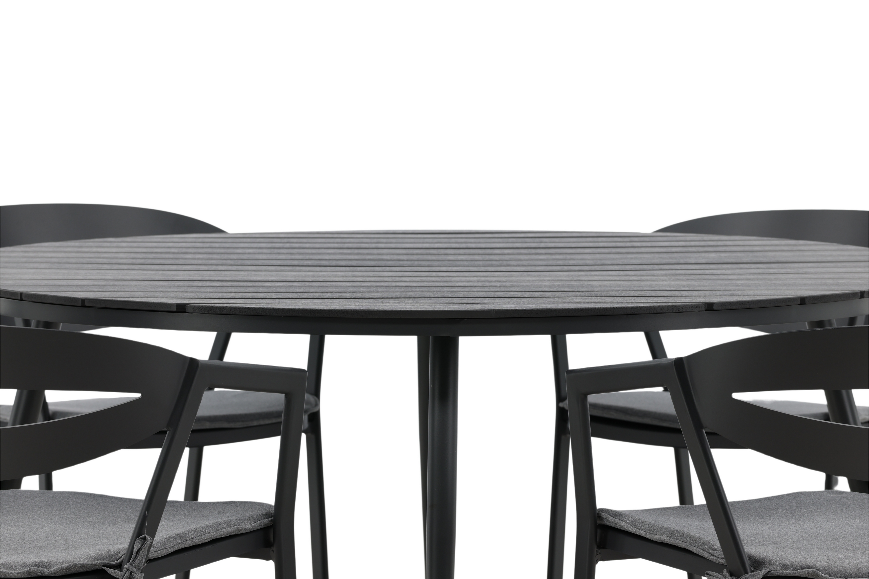 Break Matgrupp Utomhus Rund 150 cm 6 Slit Matstol Svart