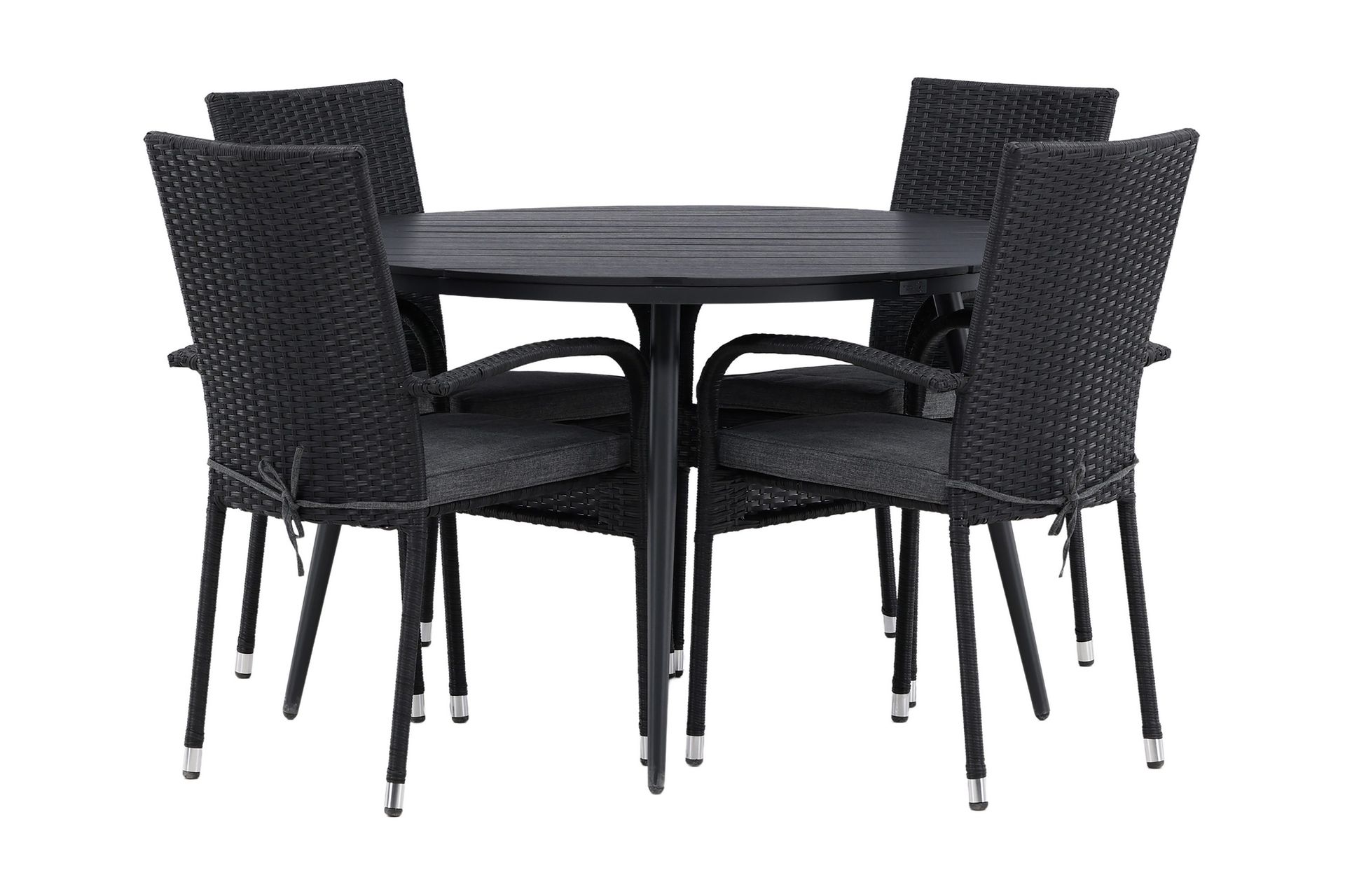 Break Matgrupp Utomhus Rund &Oslash;120cm + 4 Anna Matstolar - Beige/Svart