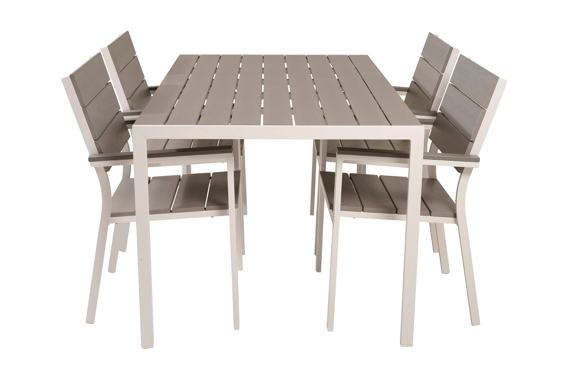 buitepos matgrupp utomhus inkl 4 konob stolar - polywood/vit