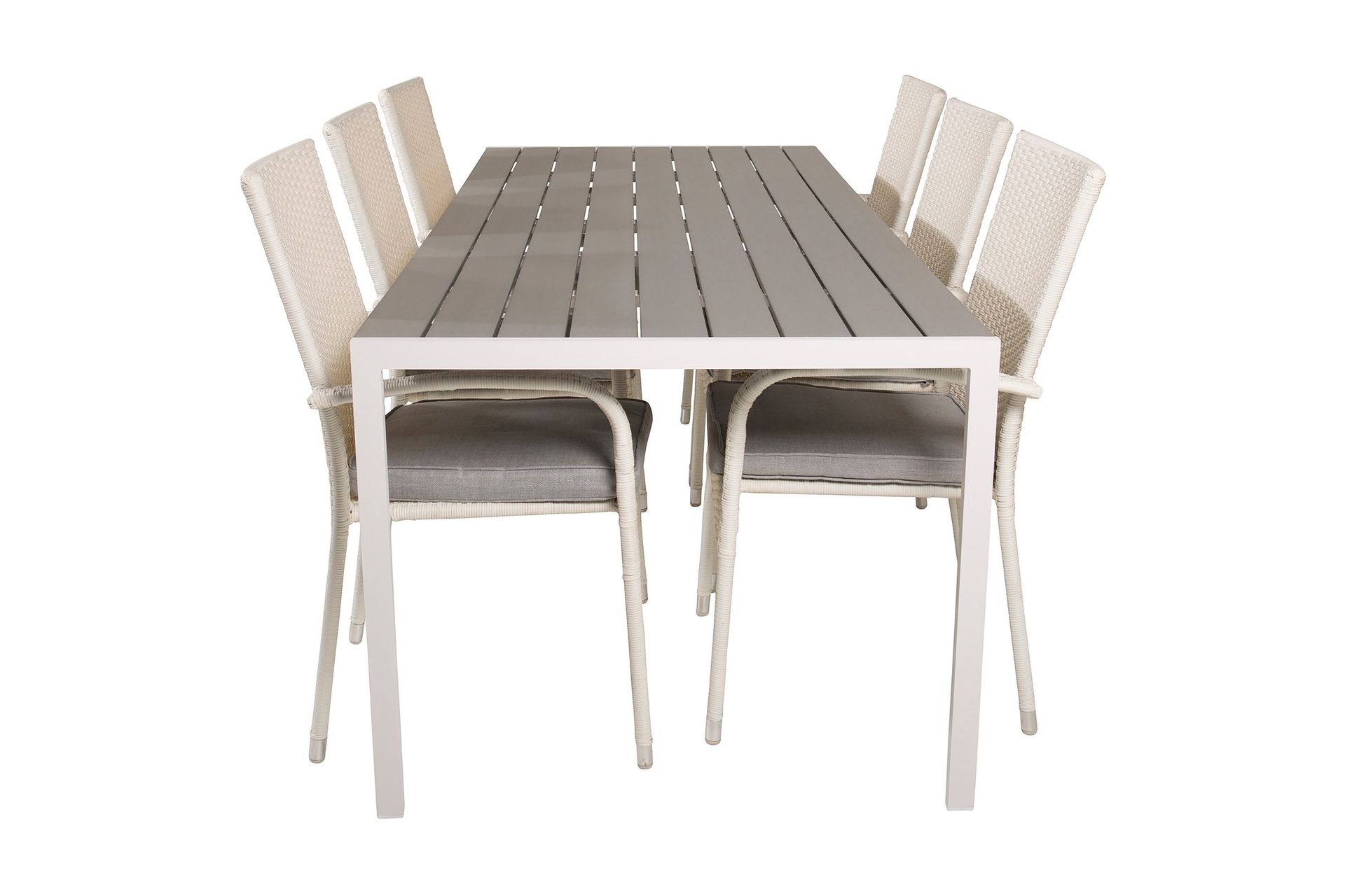 Buitepos Matgrupp Utomhus inkl 6 Ariamab Karmstolar - Polywood/Vit