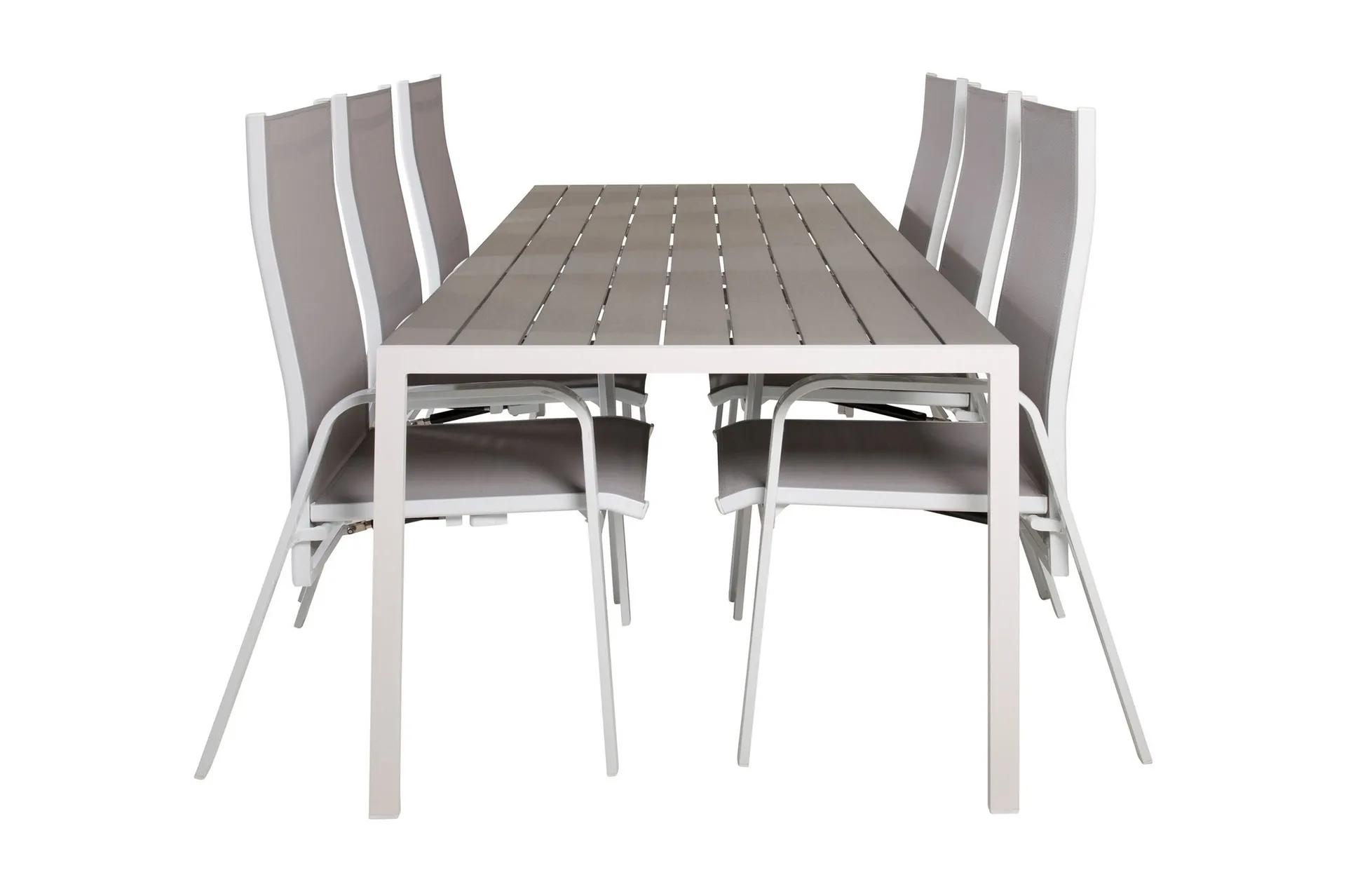 Buitepos Matgrupp Utomhus inkl 6 Dusternbrook Karmstolar - Polywood/Vit