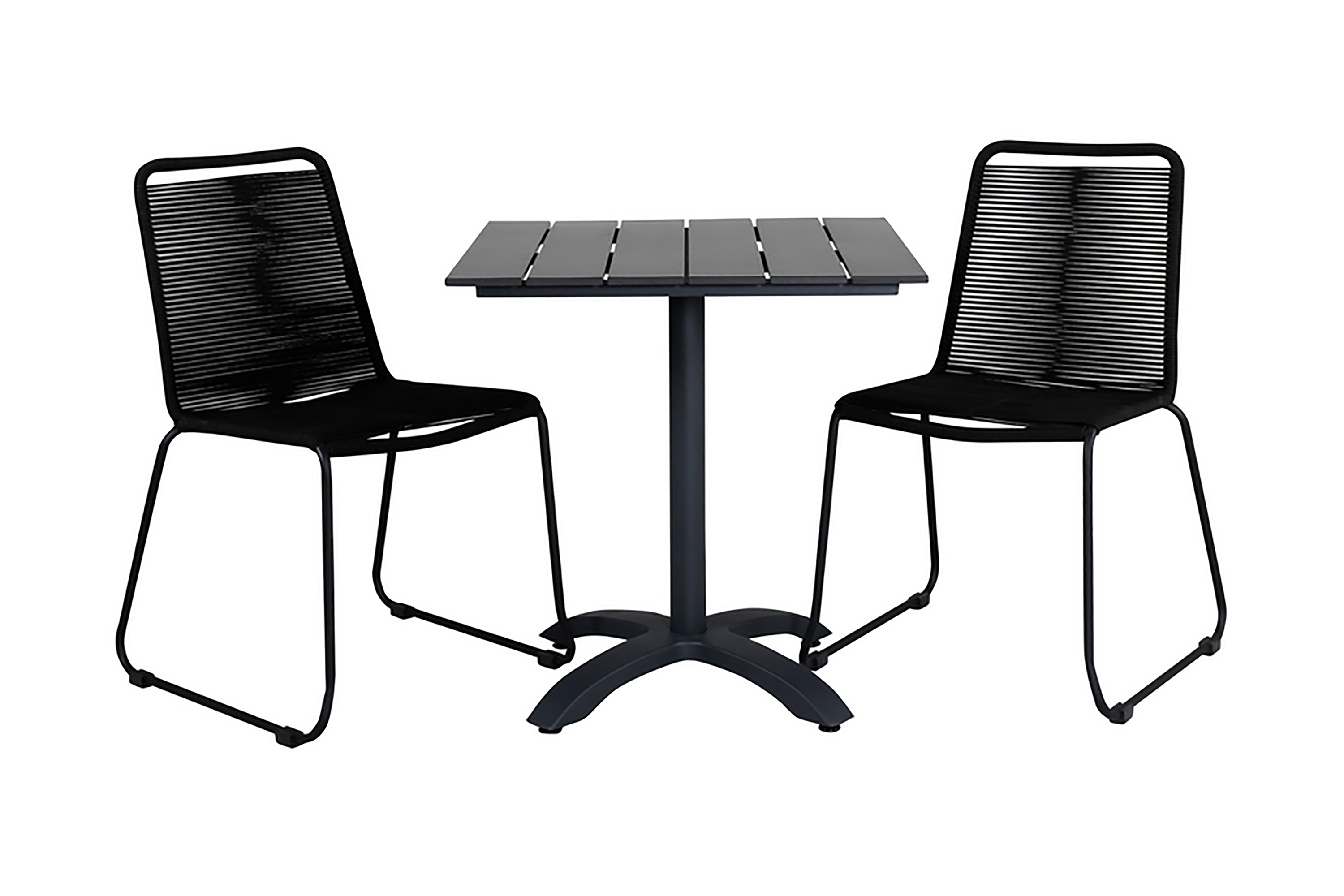Colorado Matgrupp Utomhus 70cm 2 Lindos Stapelbara Matstolar Svart